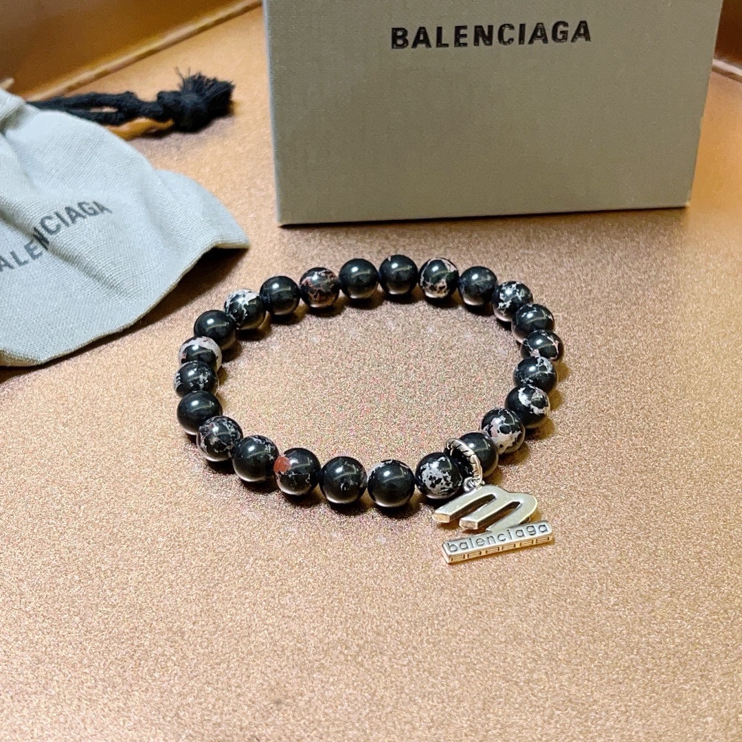 Balenciaga Natural Black Spotted Stone Bracelet