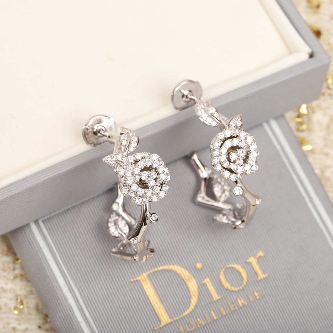 Dior diamond rose earrings