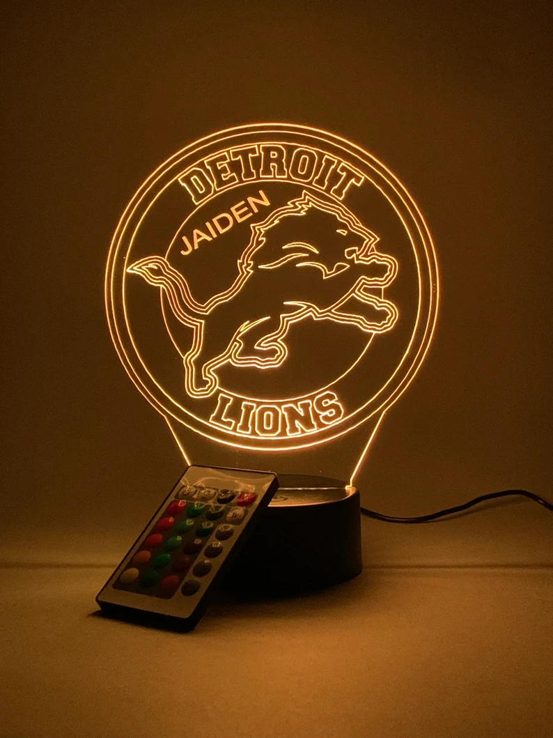 DETROIT LIONS 3D LAMP PERSONALIZED