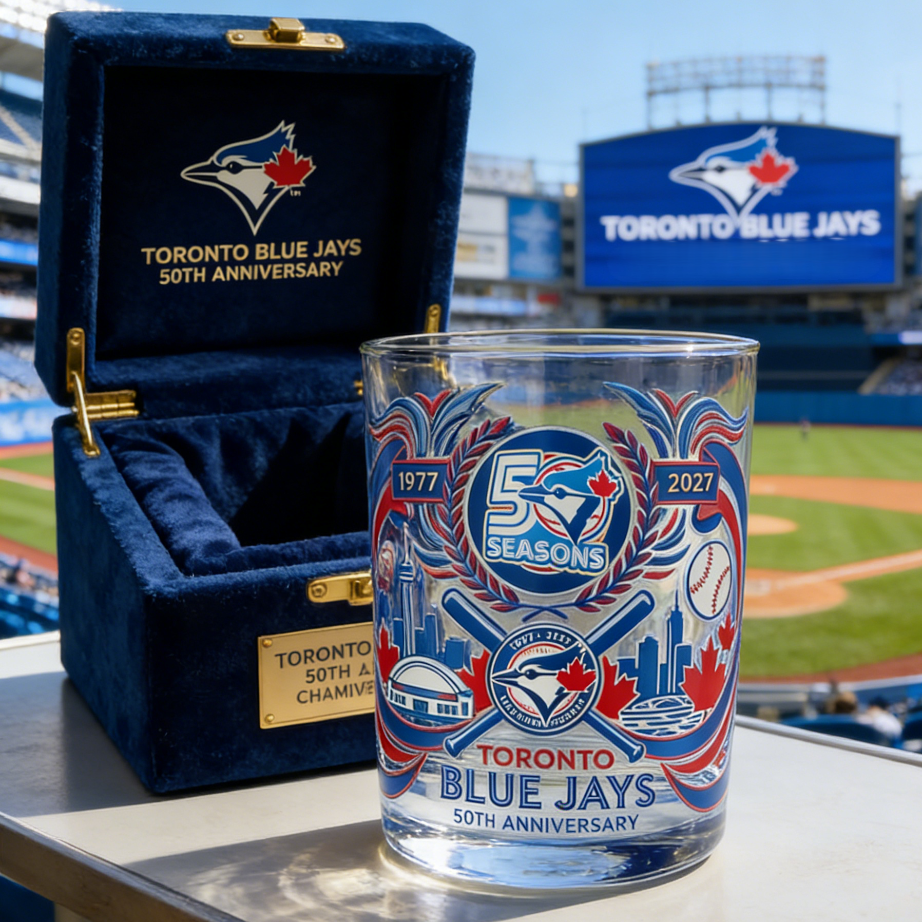 Toronto Blue Jays 50th Anniversary Glass