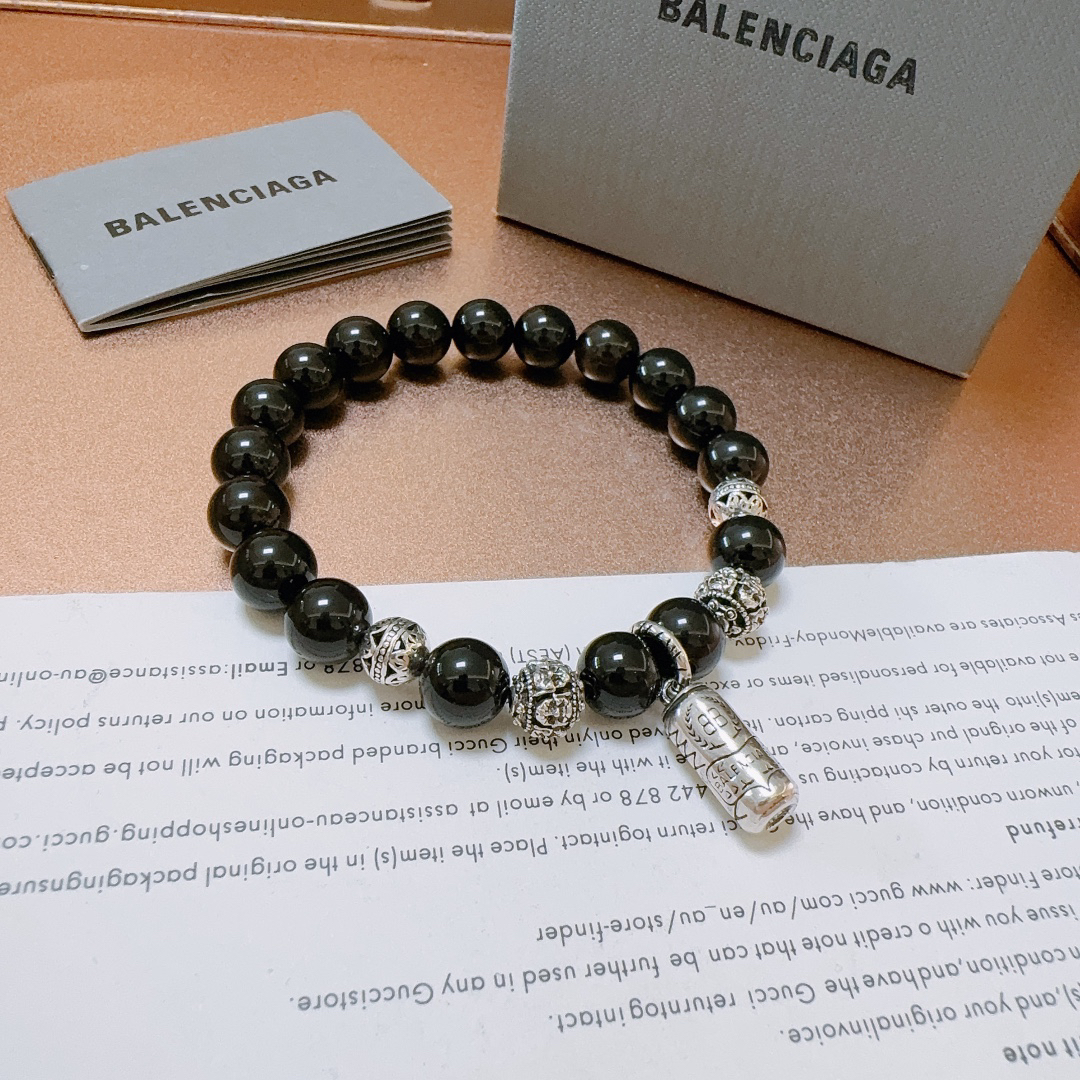 Balenciaga Natural Obsidian Thai Silver Style Bracelet