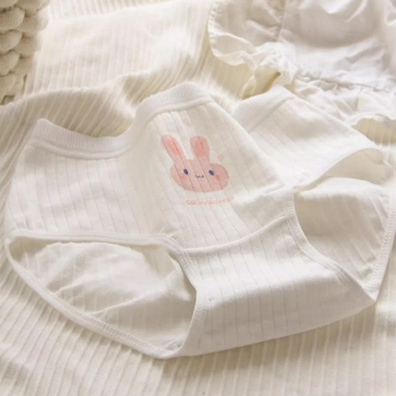 5 Pack Stripe Bunny Print Panty Set