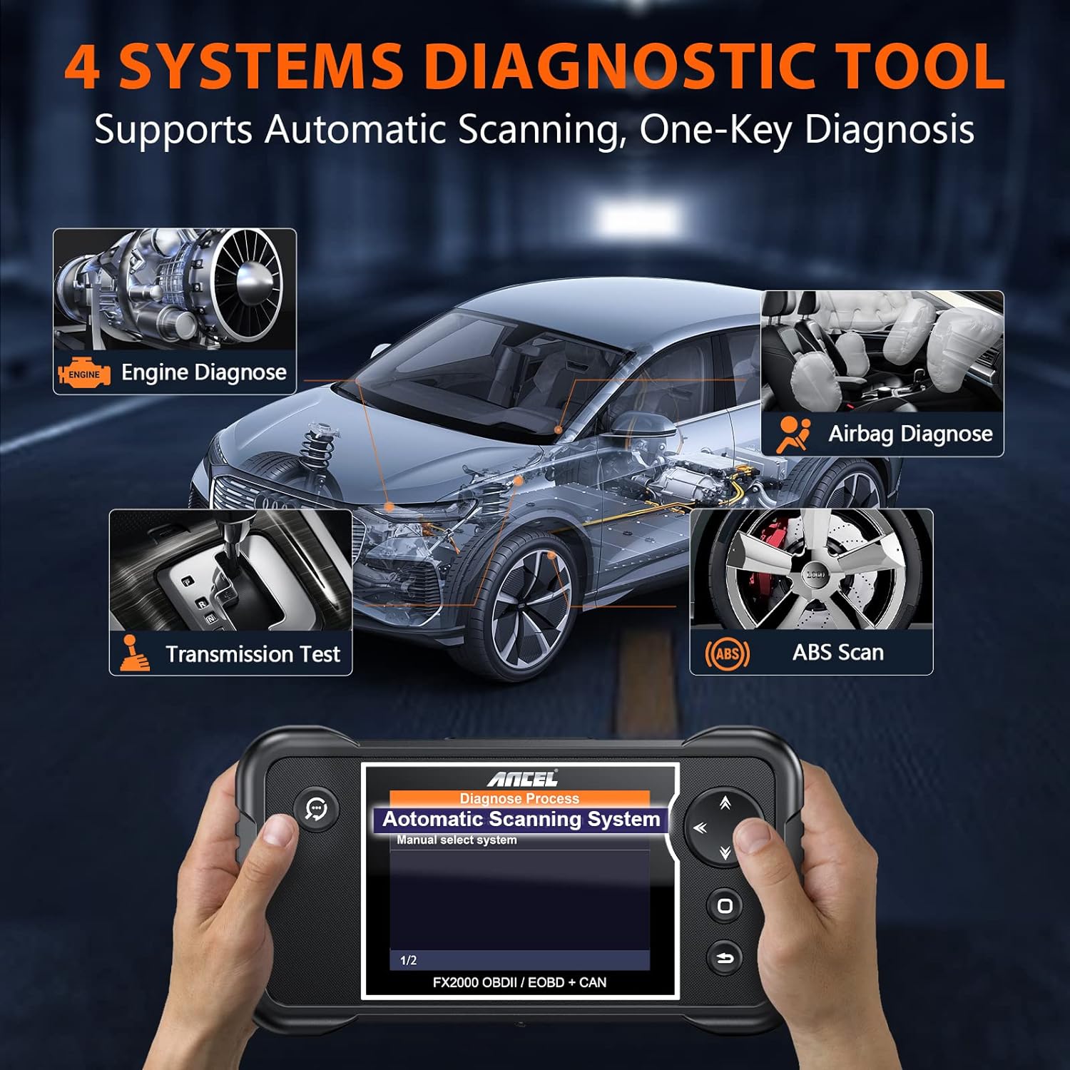 ANCEL Scanner Diagnostic Tool ABS SRS Transmission Airbag Car Scanner
