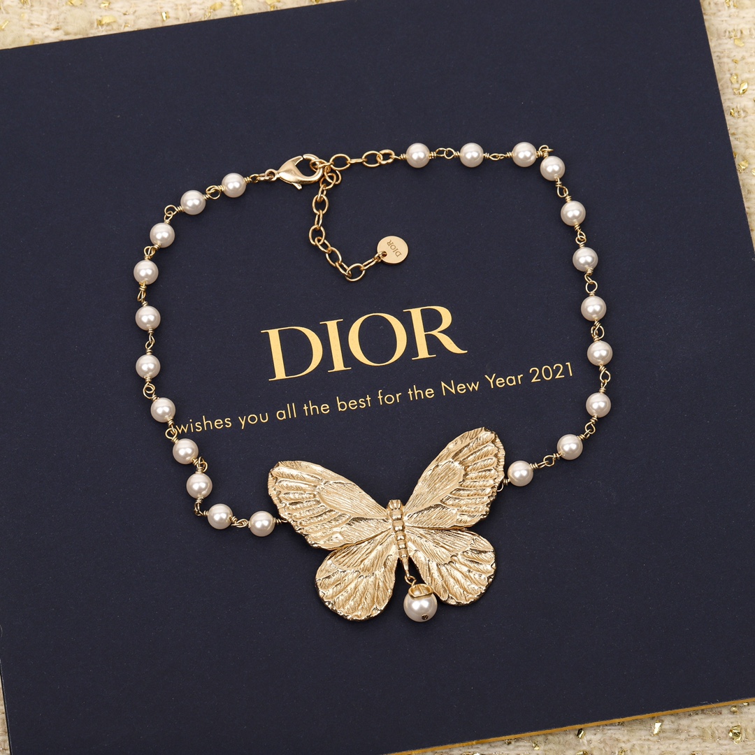 Dior Butterfly Pearl Necklace