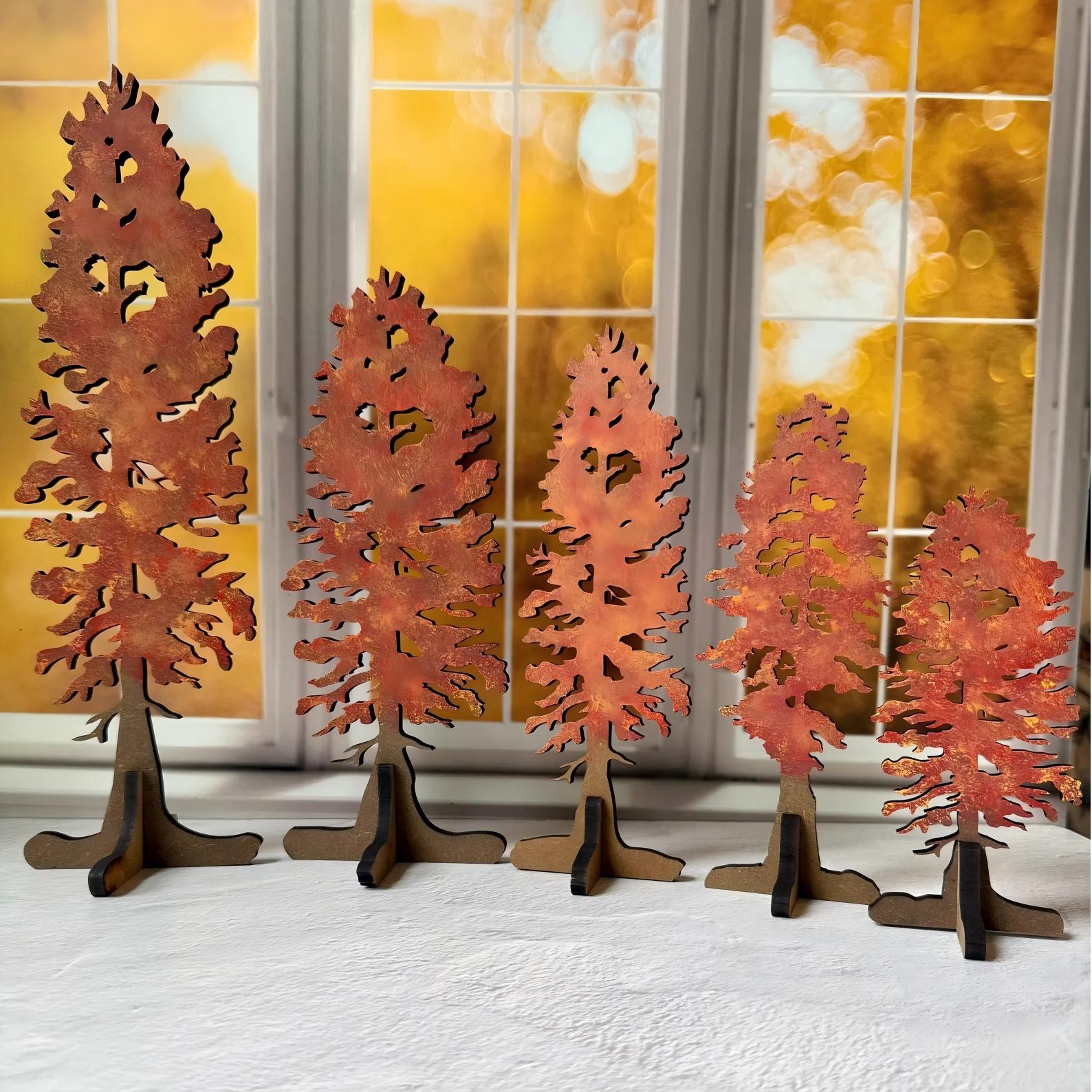Free standing Fall Trees red-orange🍁🎃