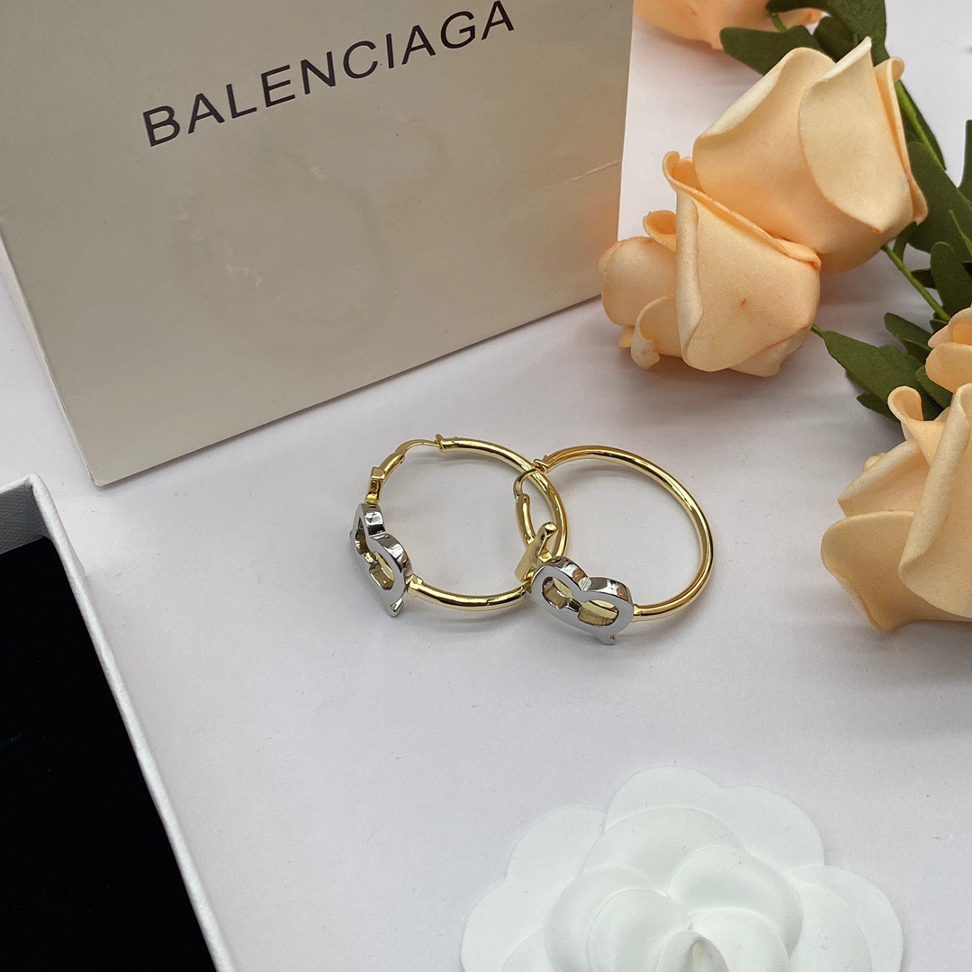 Balenciaga B font hoop earrings