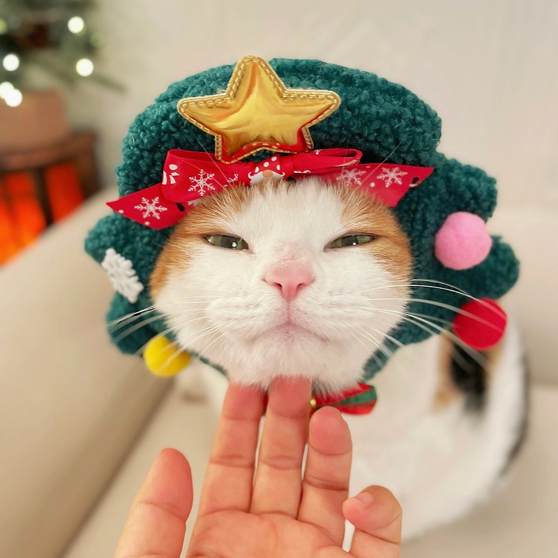 Handmade fleece Christmas Tree Costume Hat for Cat Dog