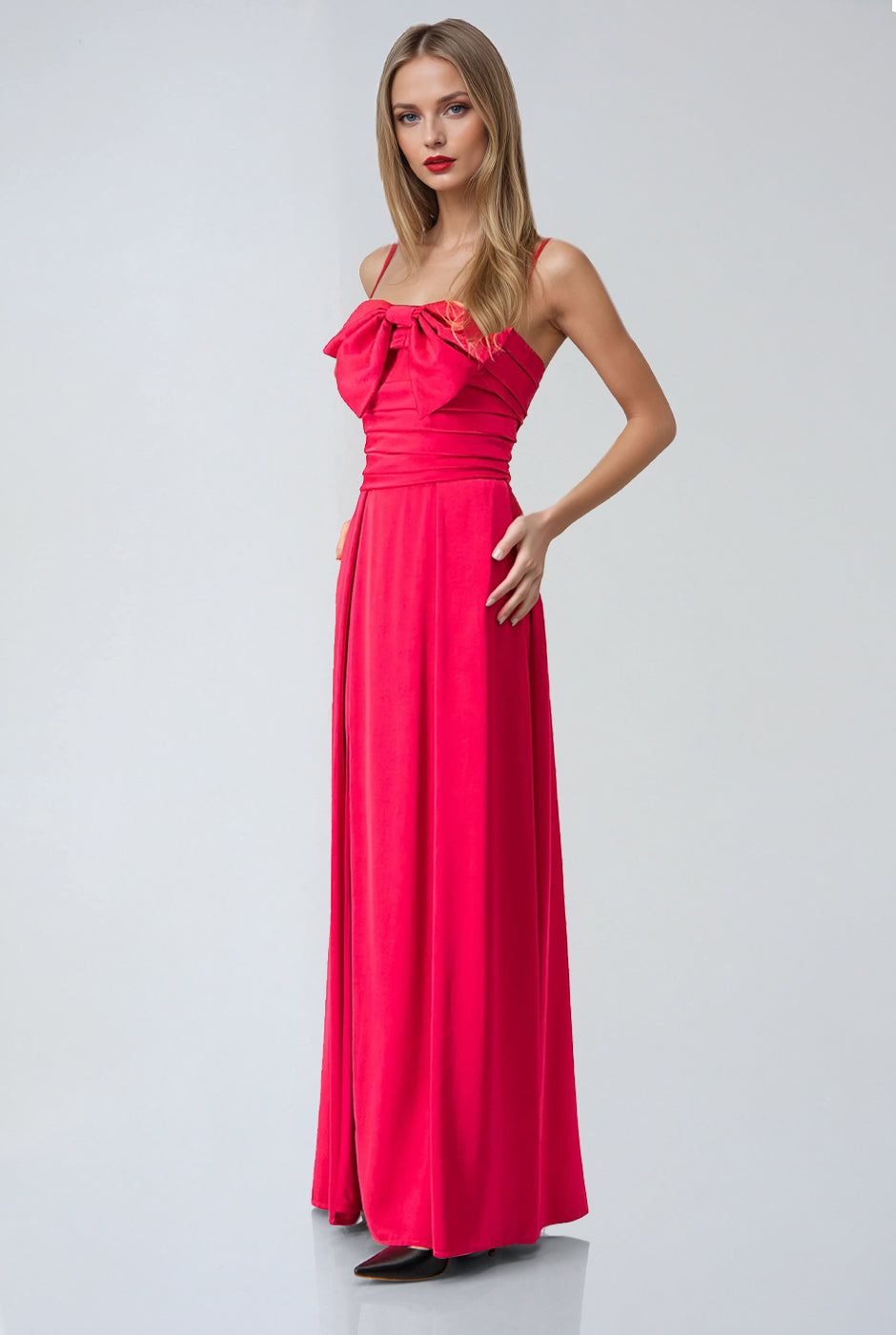 Vestido strapless con moño