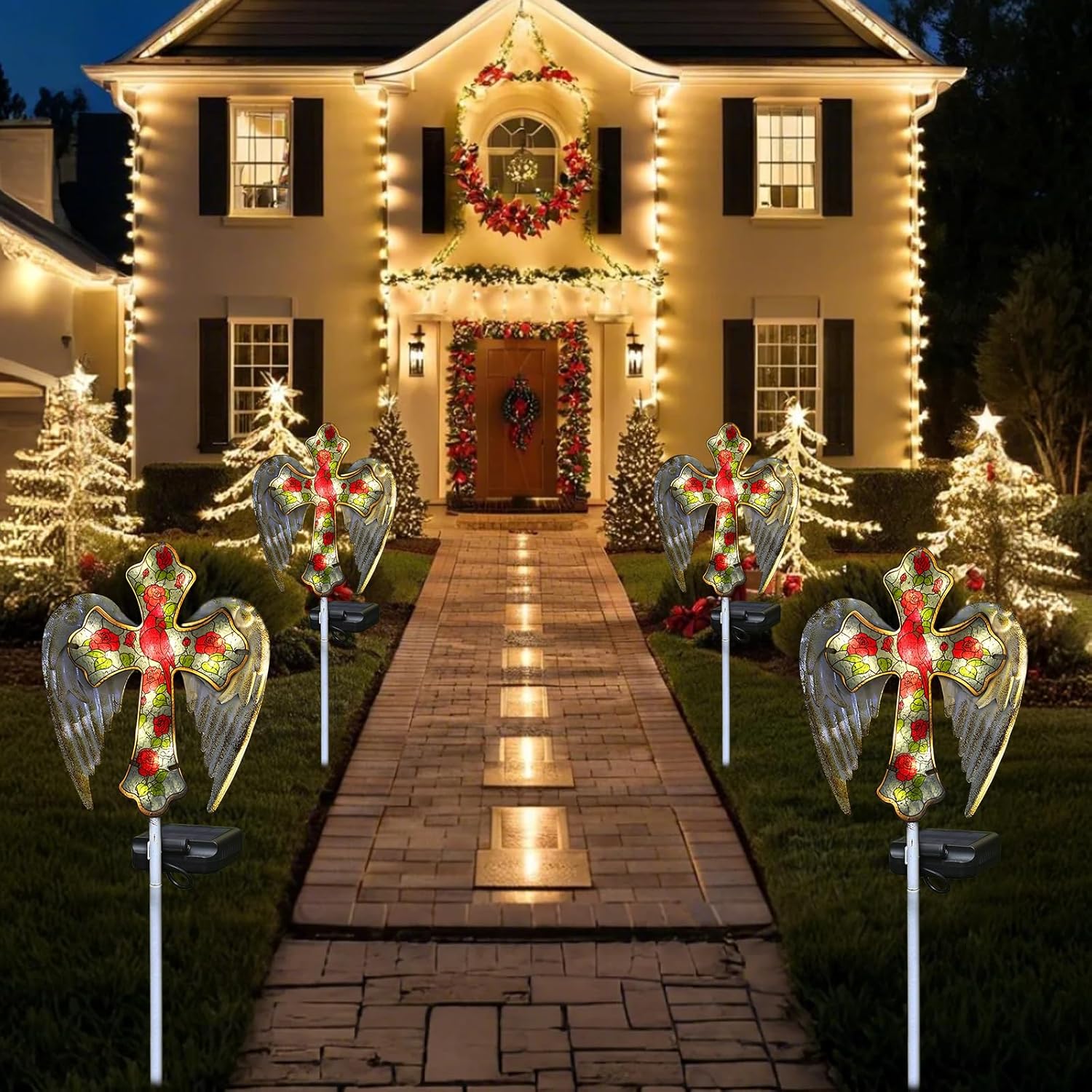 🎄CHRISTMAS ON SALE🔥Solar Glass Cross Garden Stake Light,Cemetery Decorations,Sympathy Memorial Gifts