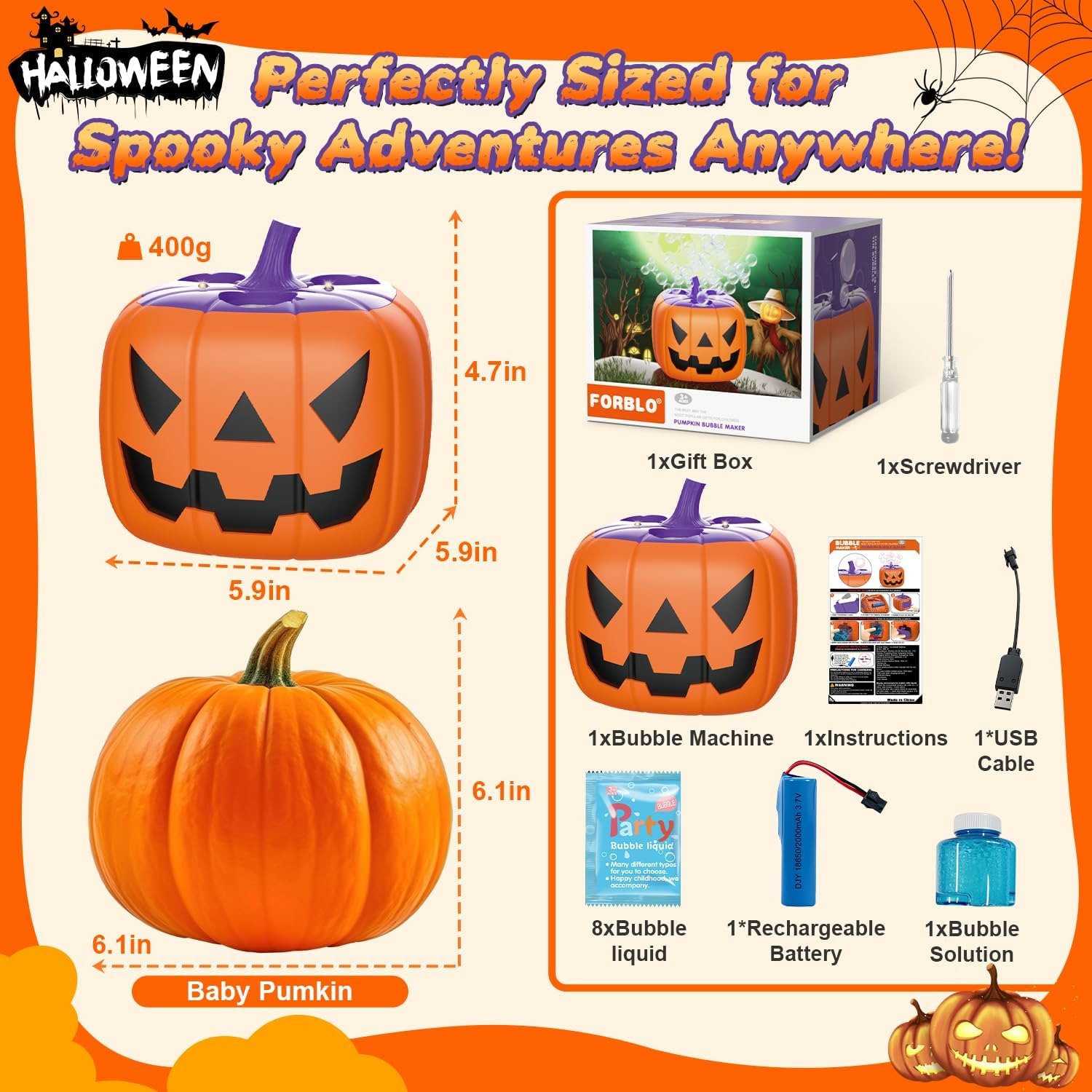 🔥LAST DAY 50% OFF🔥Halloween Party Bubble Machine Decorations Toys with LED