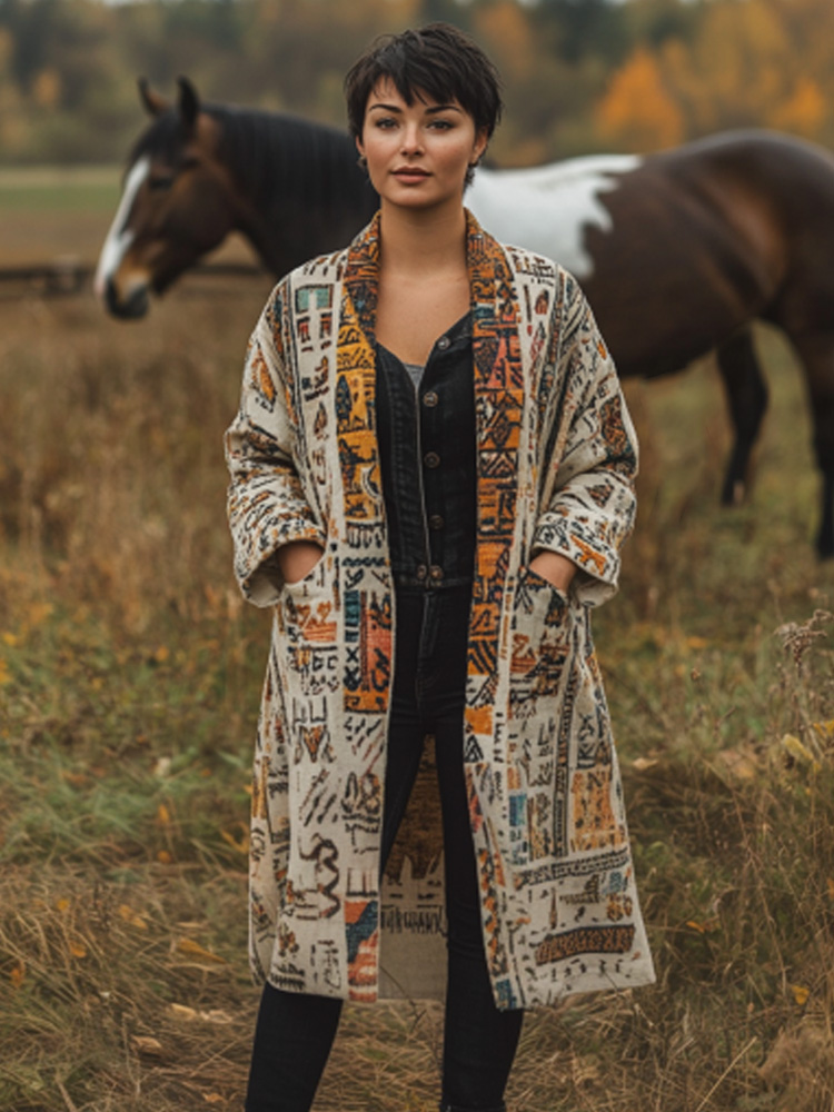 Women's Vintage Bohemian Print Cardigan