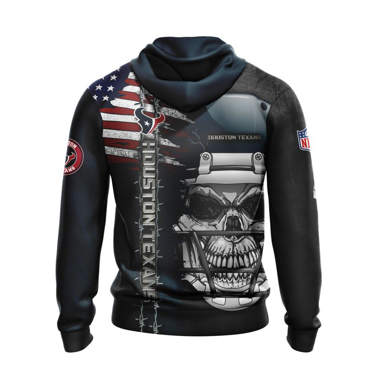 HOUSTON TEXANS 3D HOODIE SKULL0803