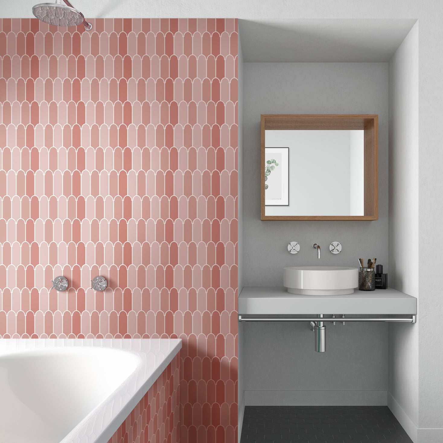 Pink Fish Scale Peel and Stick Backsplash Tile - Thicker Design