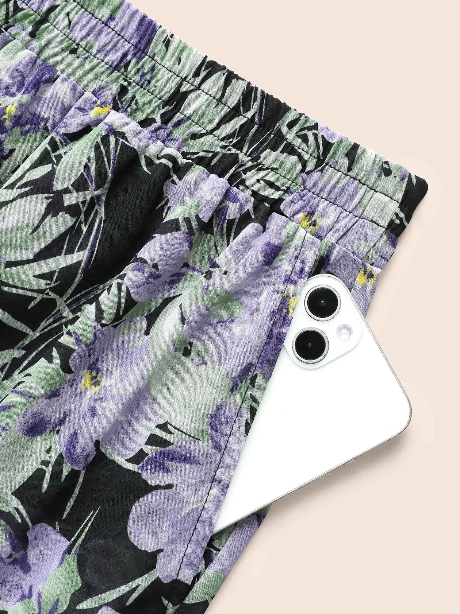 Floral Ruffle Layered Hem Skirt