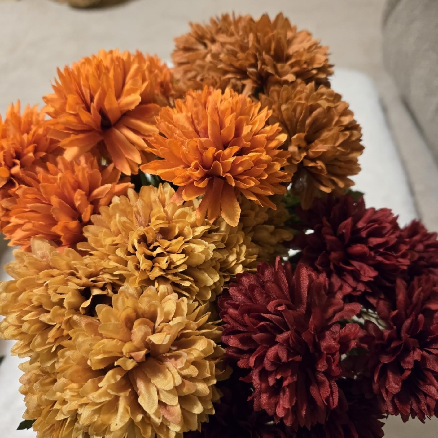 ⚡Flash Sale⚡Artificial Chrysanthemums Bouquet Burnt Orange Flowers - UV resistant, Waterproof, Windproof