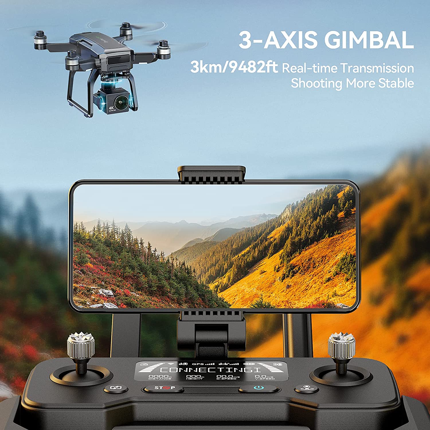 Bwine GPS Drones with Camera for Adults 4K Night Vision 3-Aix Gimbal 2Mile Long Range