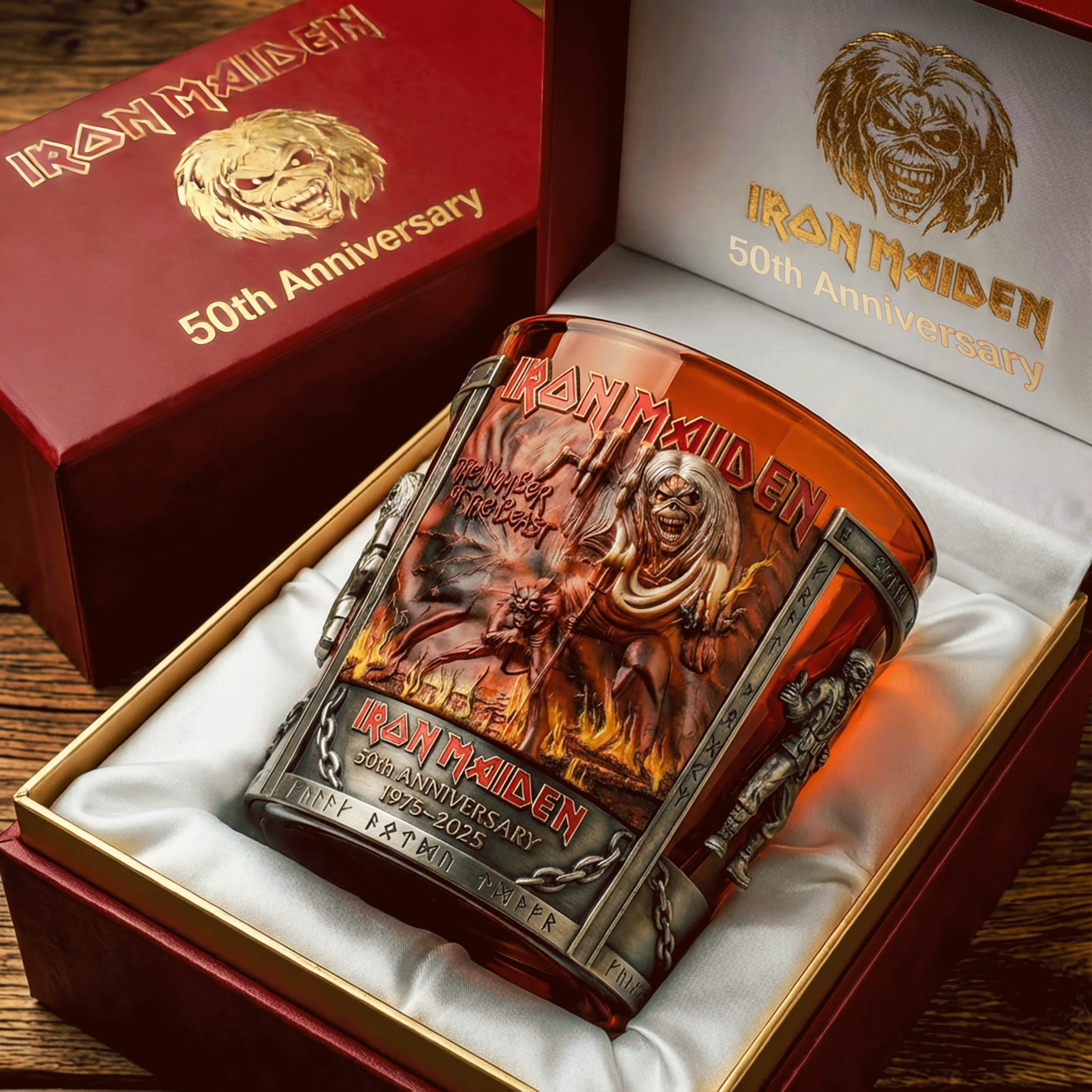 Iron Maiden 50th Anniversary Whiskey Glass