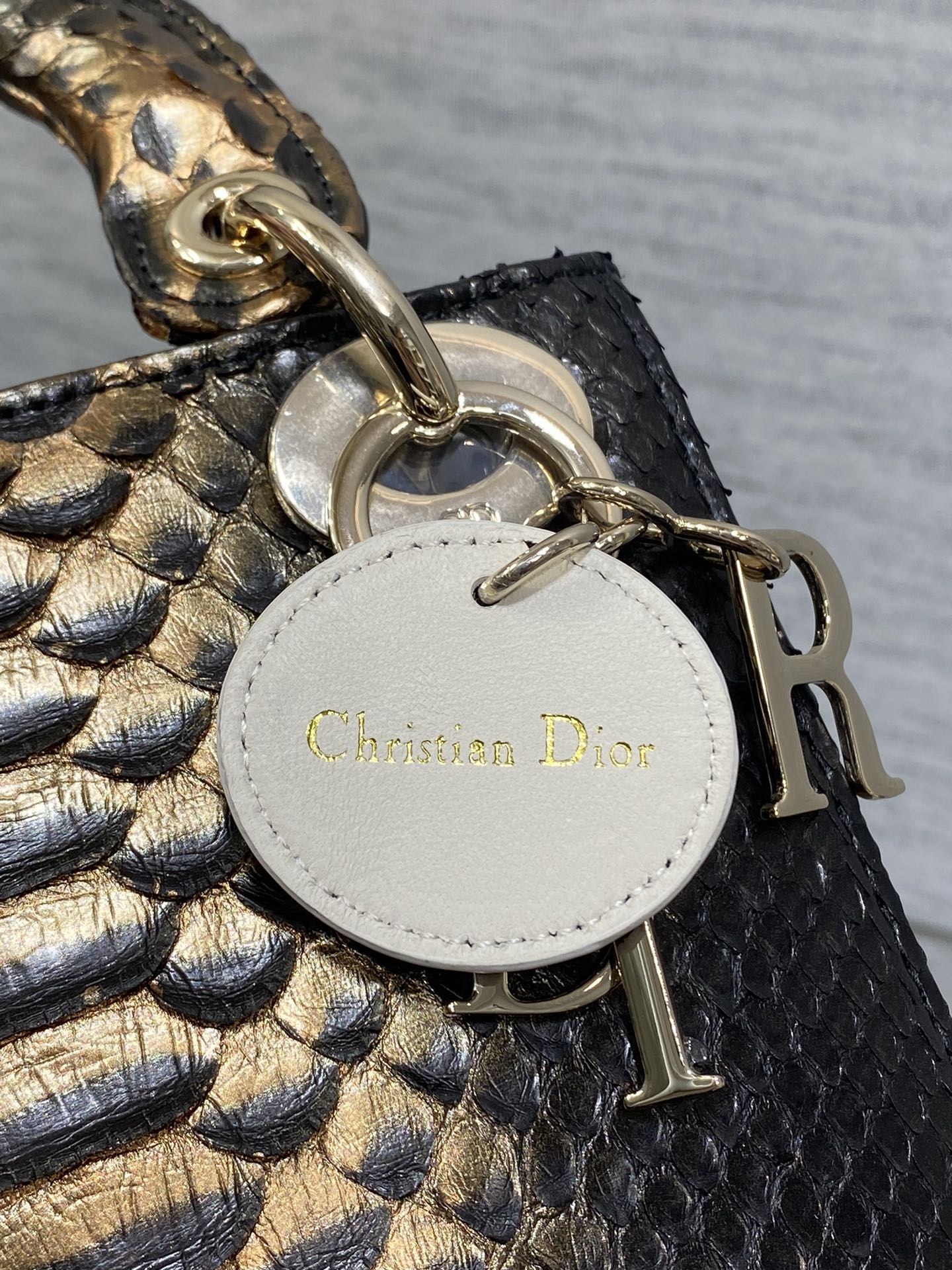 Dior Lady three-grid rare snakeskin Princess Diana bag