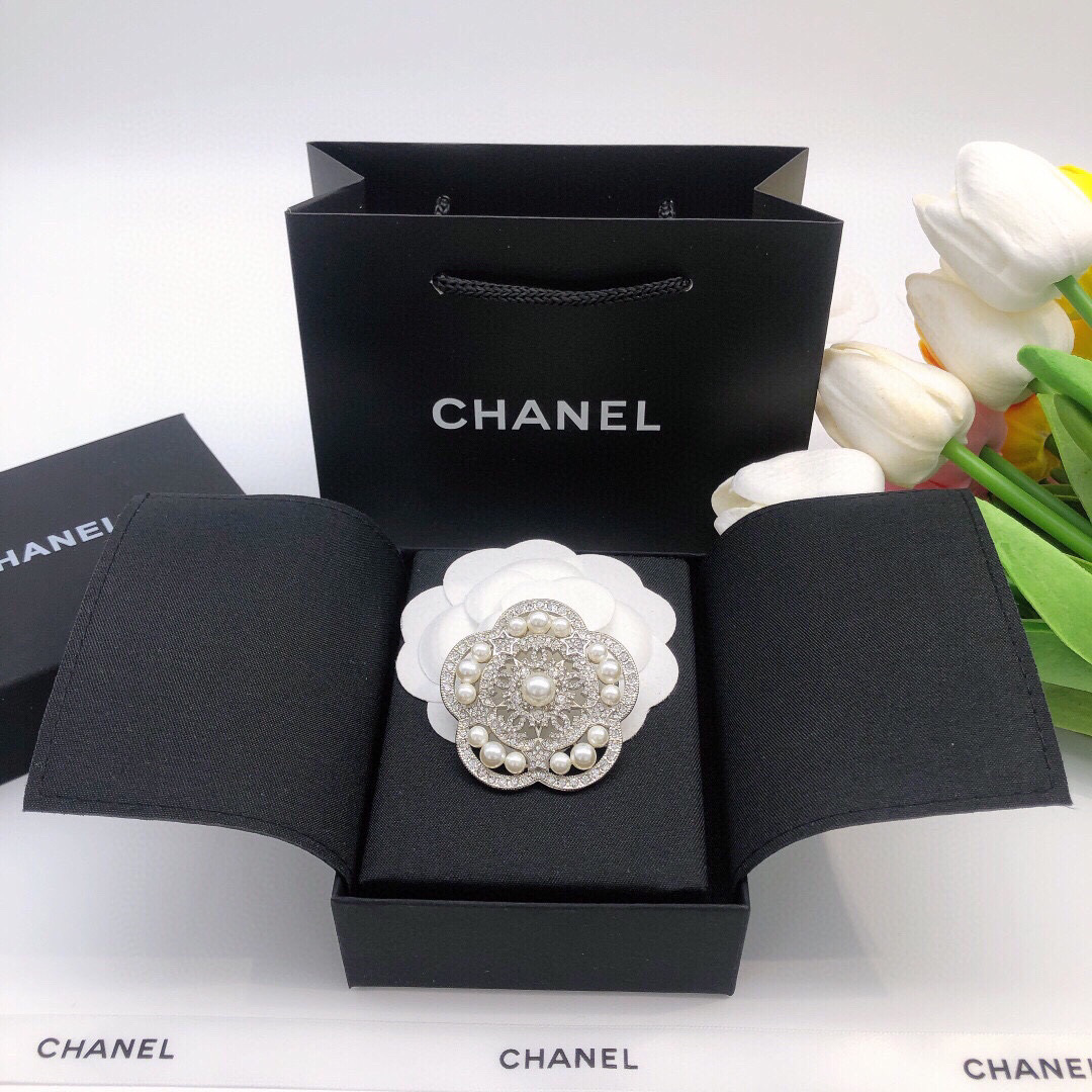 Chanel Camellia Pearl Brooch