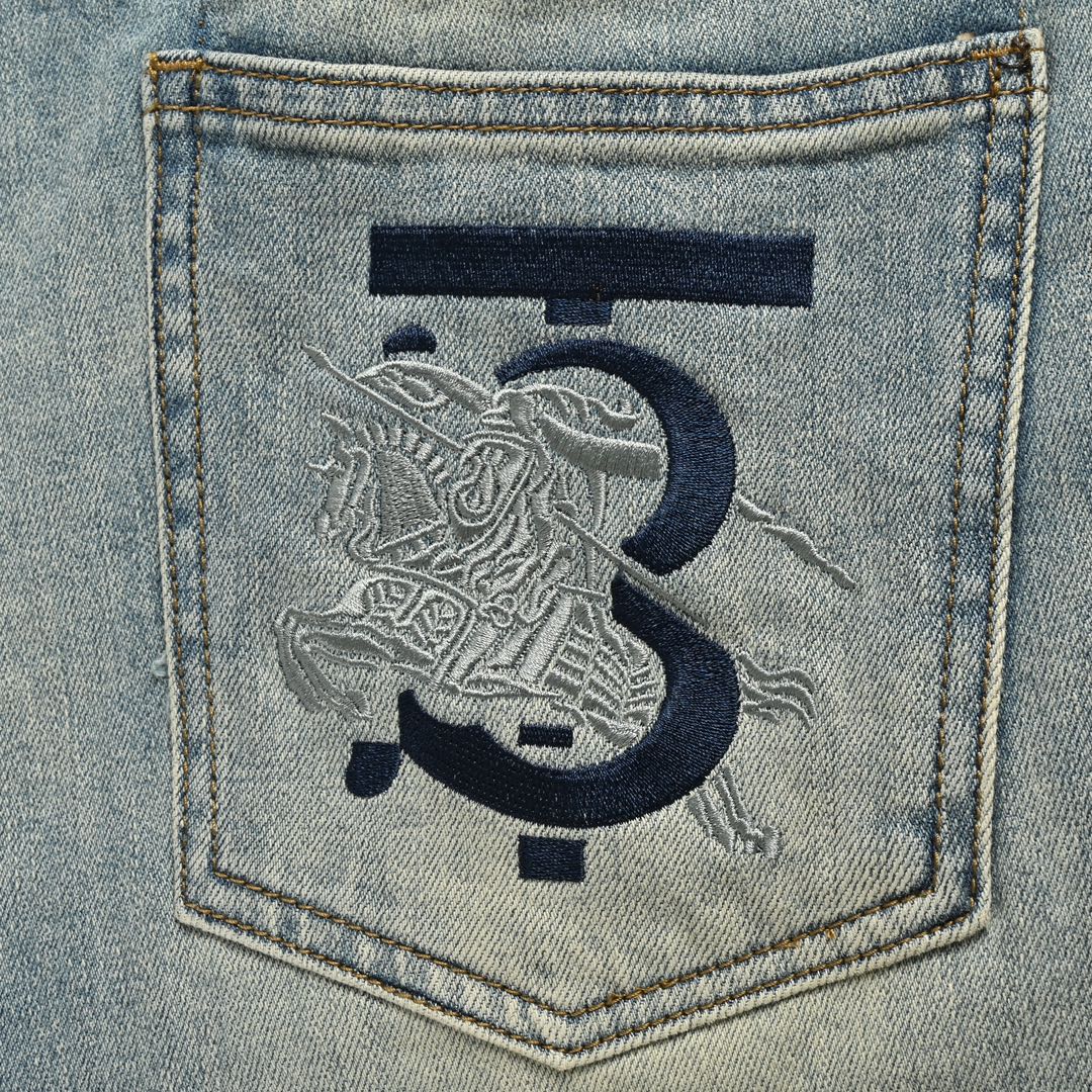 Burberry TB Warhorse Embroidered Jeans with Back Pockets