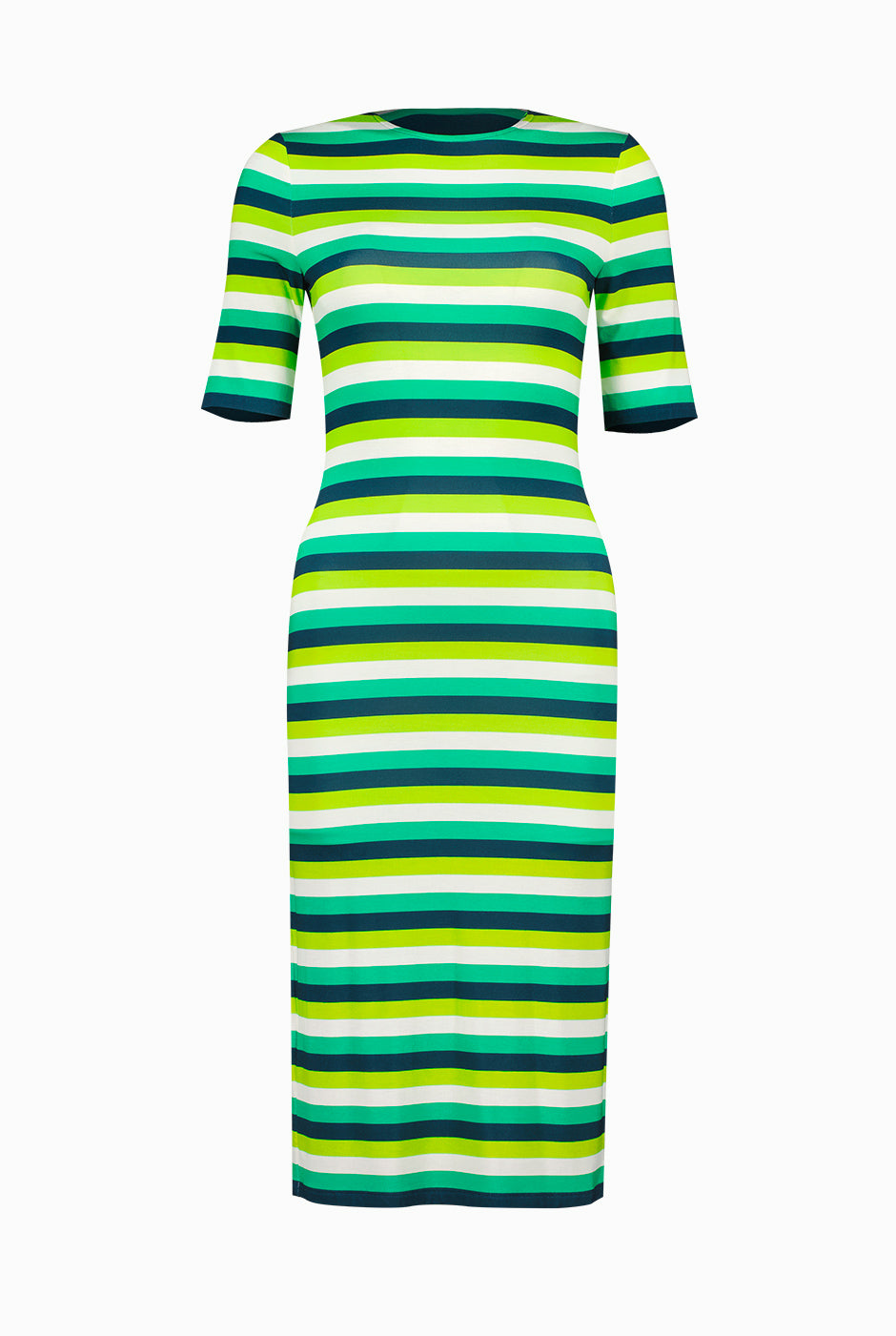 Vestido midi ajustado de estampado de rayas