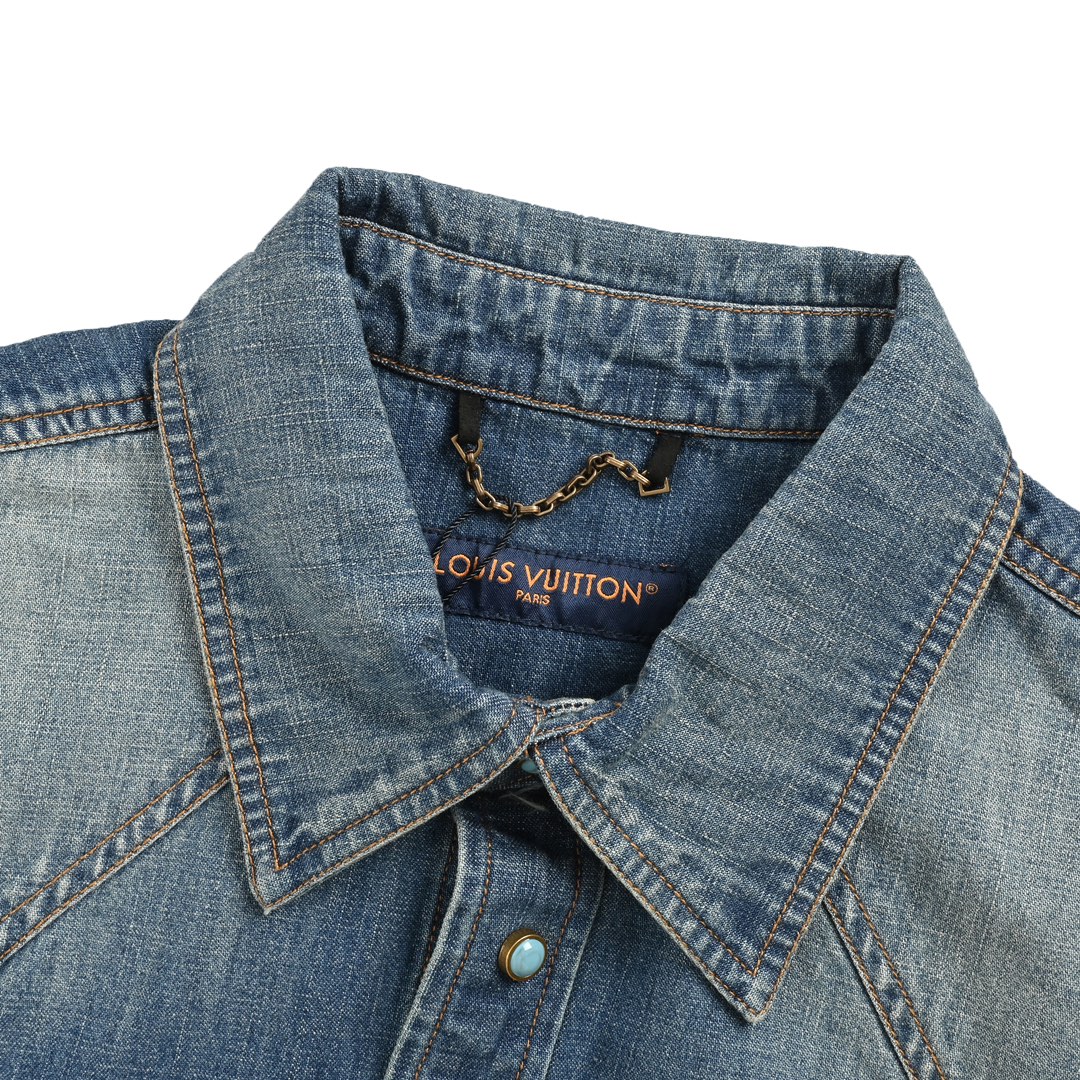 Louis Vuitton 24Fw rivet lettering denim shirt jacket