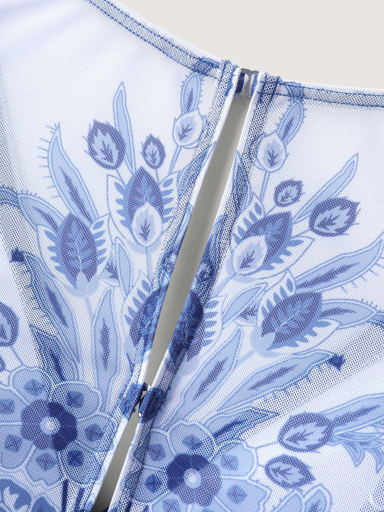 Boho Print Sheer Back Adjustable Buckle Swim Dress