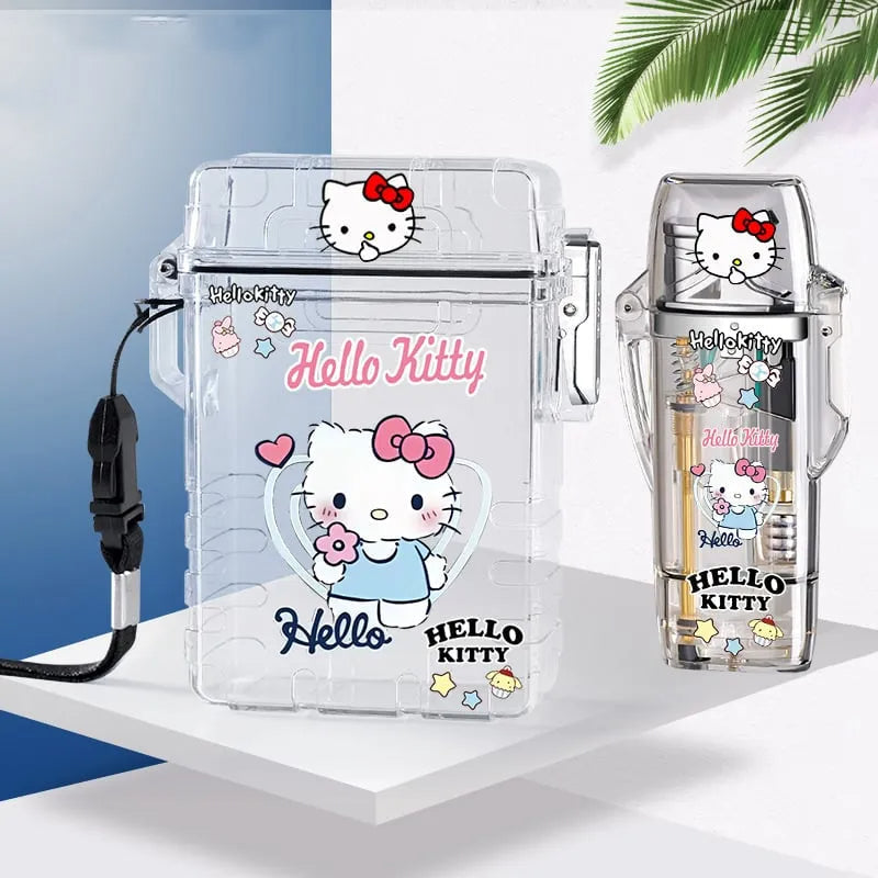 Sanrio cute luminous cartoon lighter, pink flame refillable windproof lighter