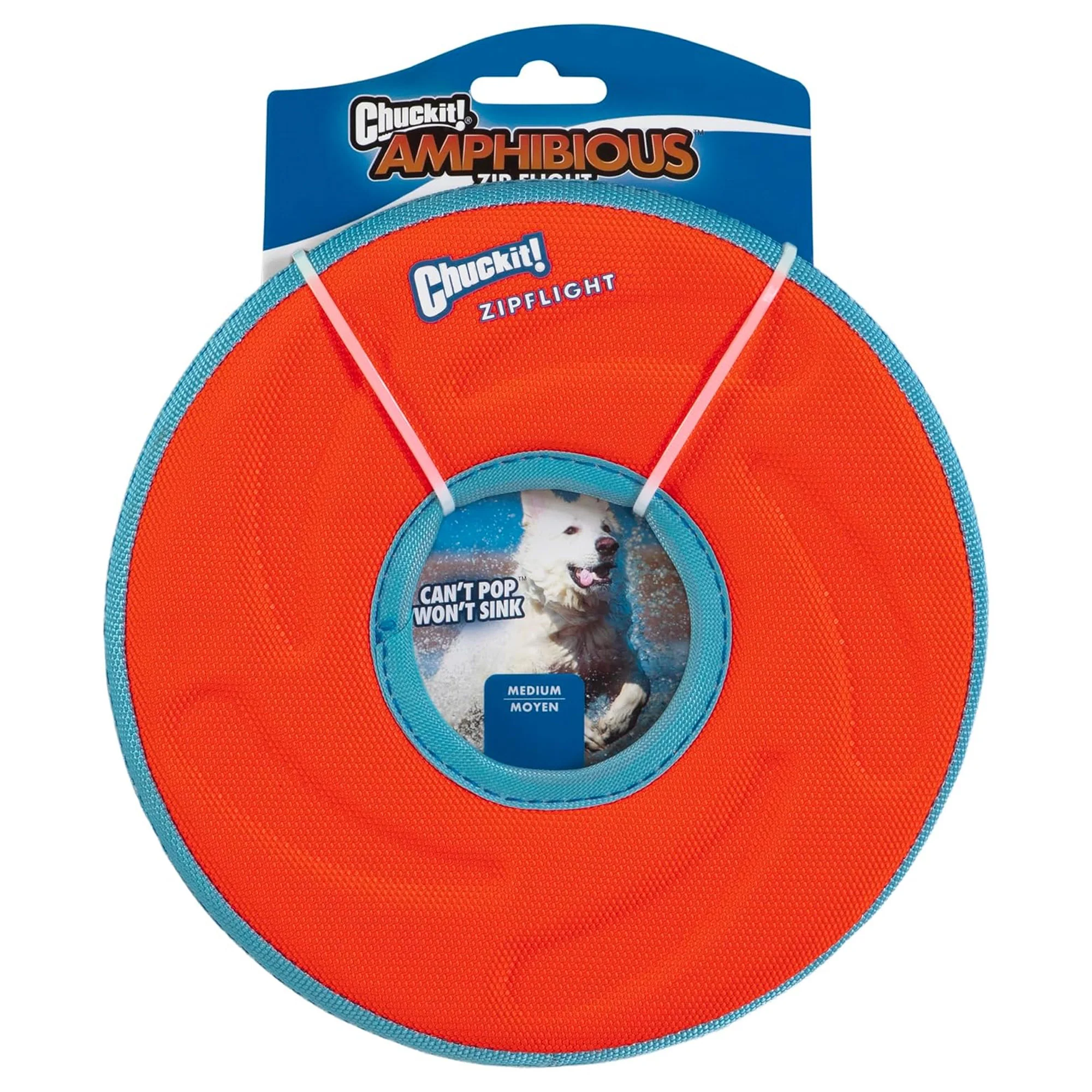 Chuckit Zipflight Flying Disc Dog Toy, Medium 8.5 Inches, Green-Blue or Orange-Blue