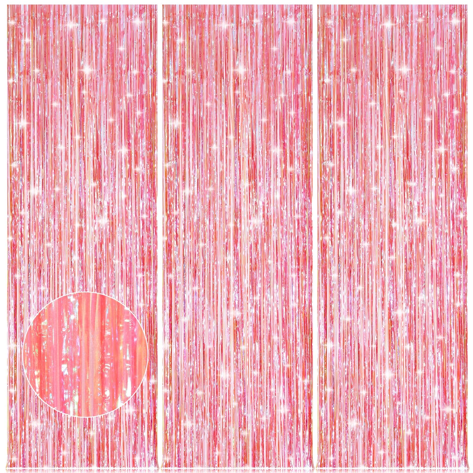 Party Streamers 3 Pack Metallic Tinsel Foil Fringe Curtains 3.2ft x 8.2ft Party Decorations