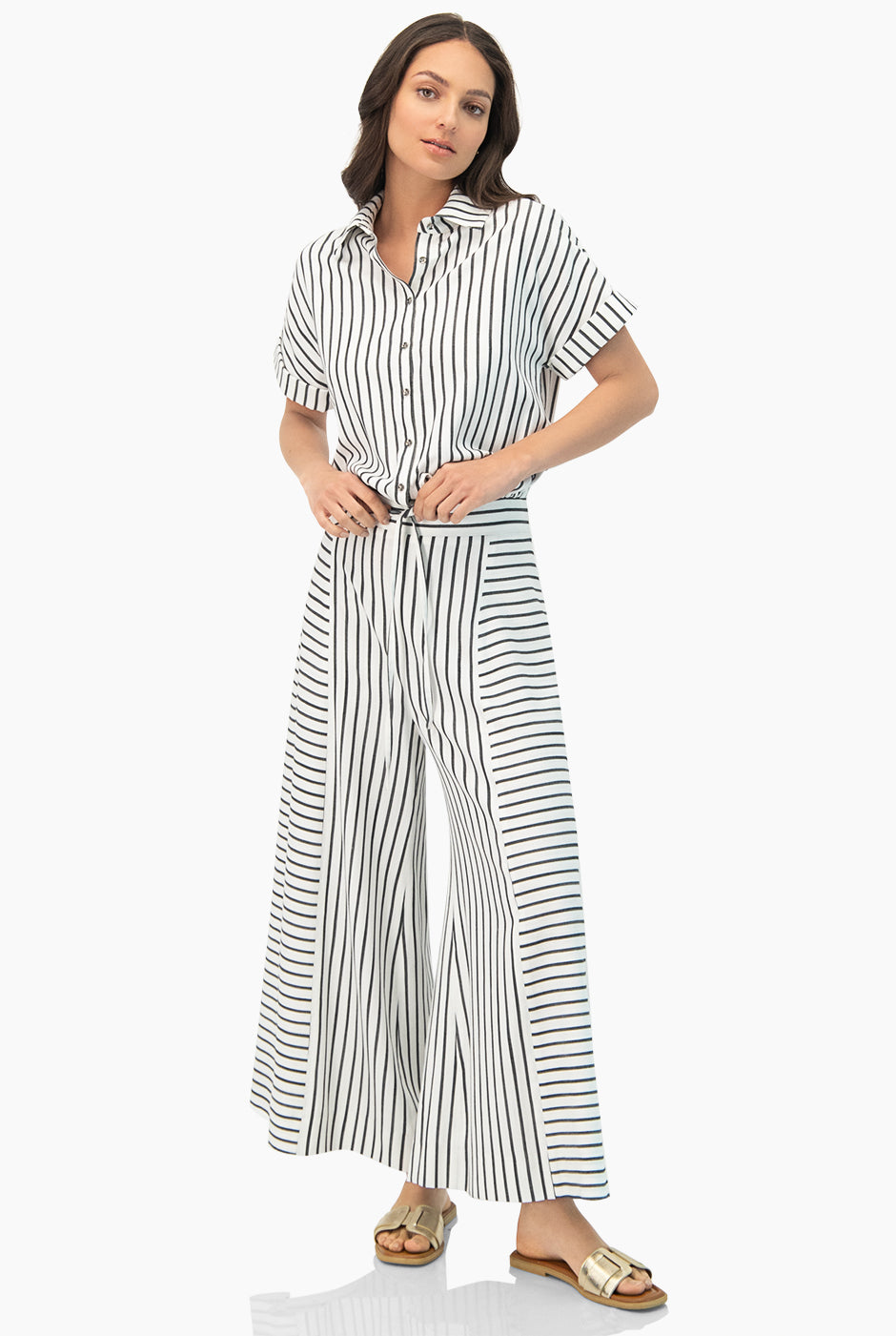 Pantalon amplio estampado rayas