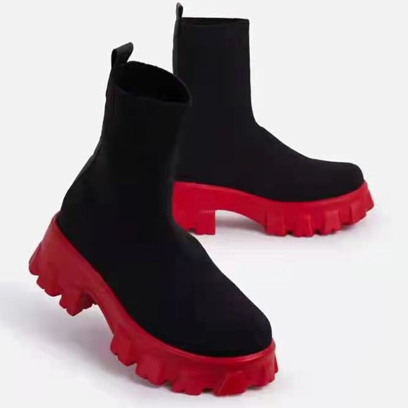 Femininas Socks Ankle Boots Platform Shoes Women Heels Botines Mujer