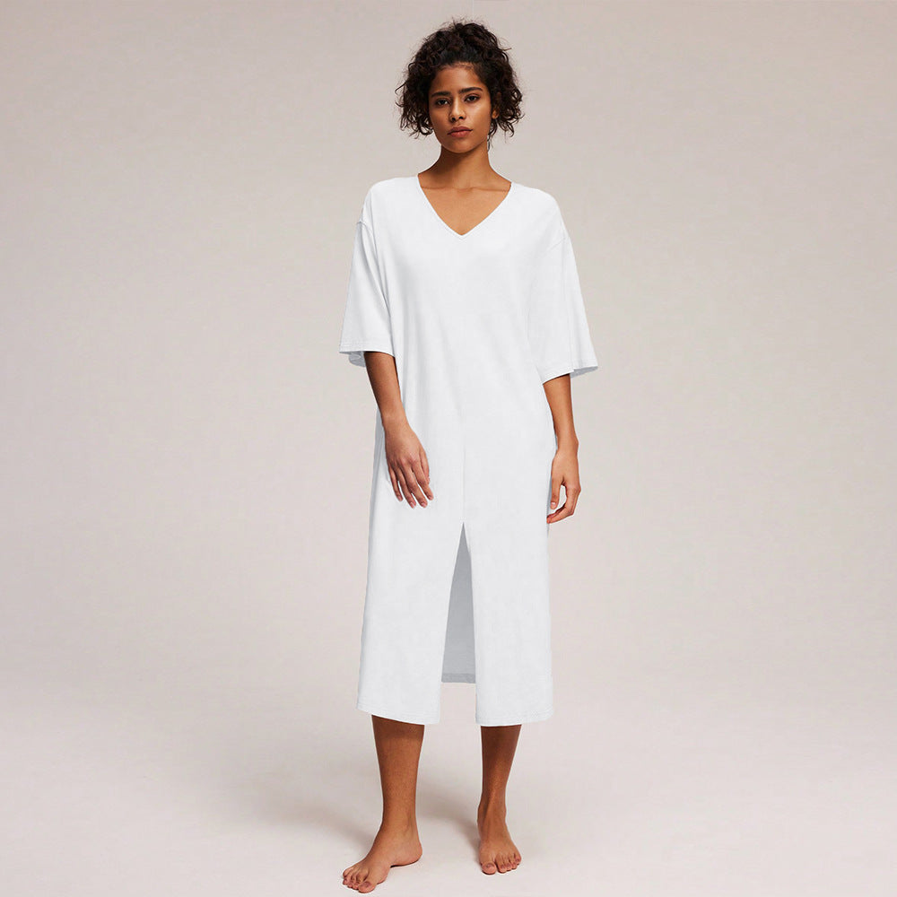 Women Clothing V neck Half Sleeve Dress Summer Simplicity Casual Homewear Night Dress