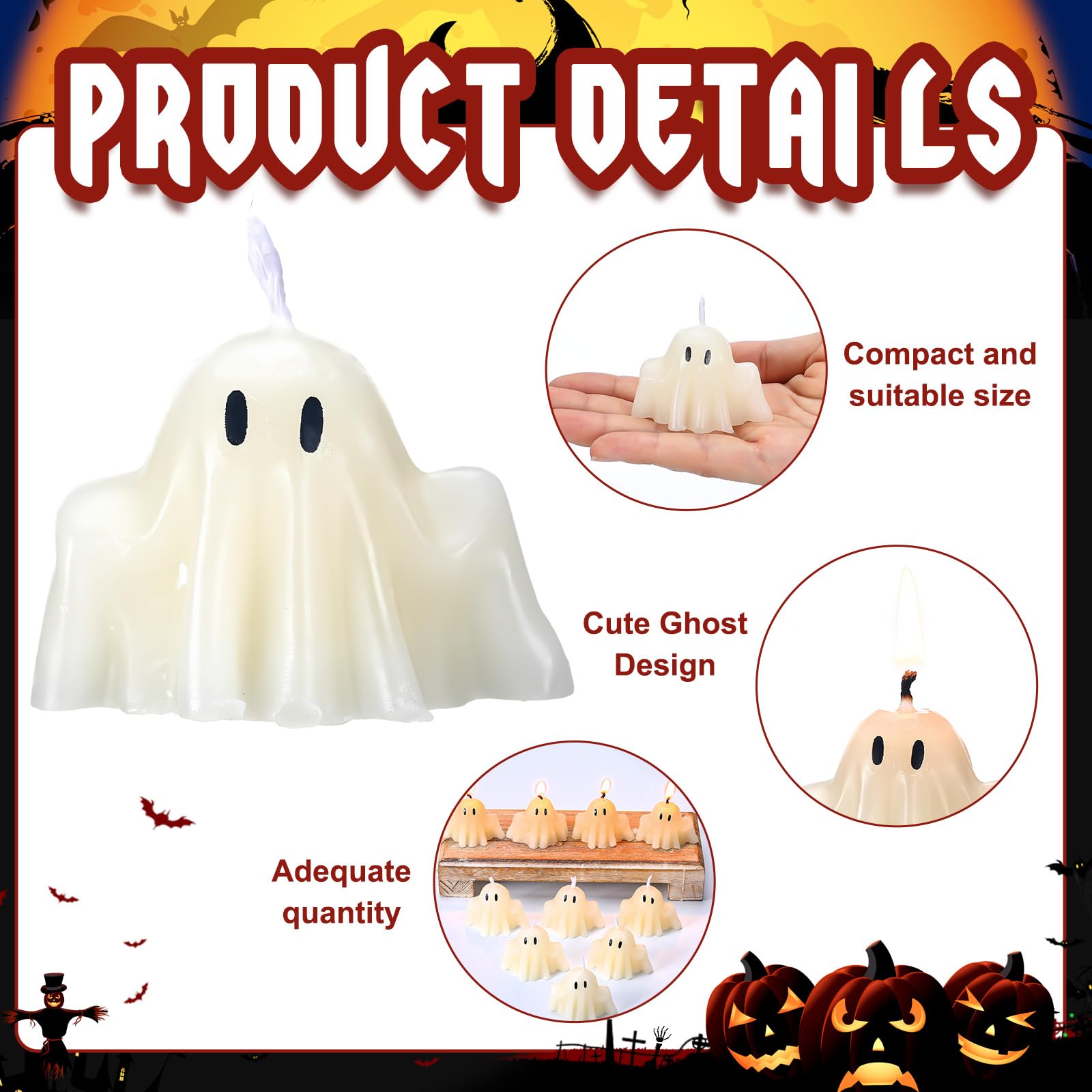 🔥ON SALE🔥 5 Pieces White Halloween Decor Candles👻