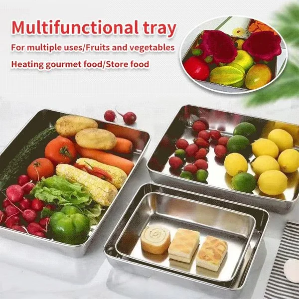 🔥Buy 2 Get 1 Free 🤩🎁 Stainless Steel Square Plate（With Lid）