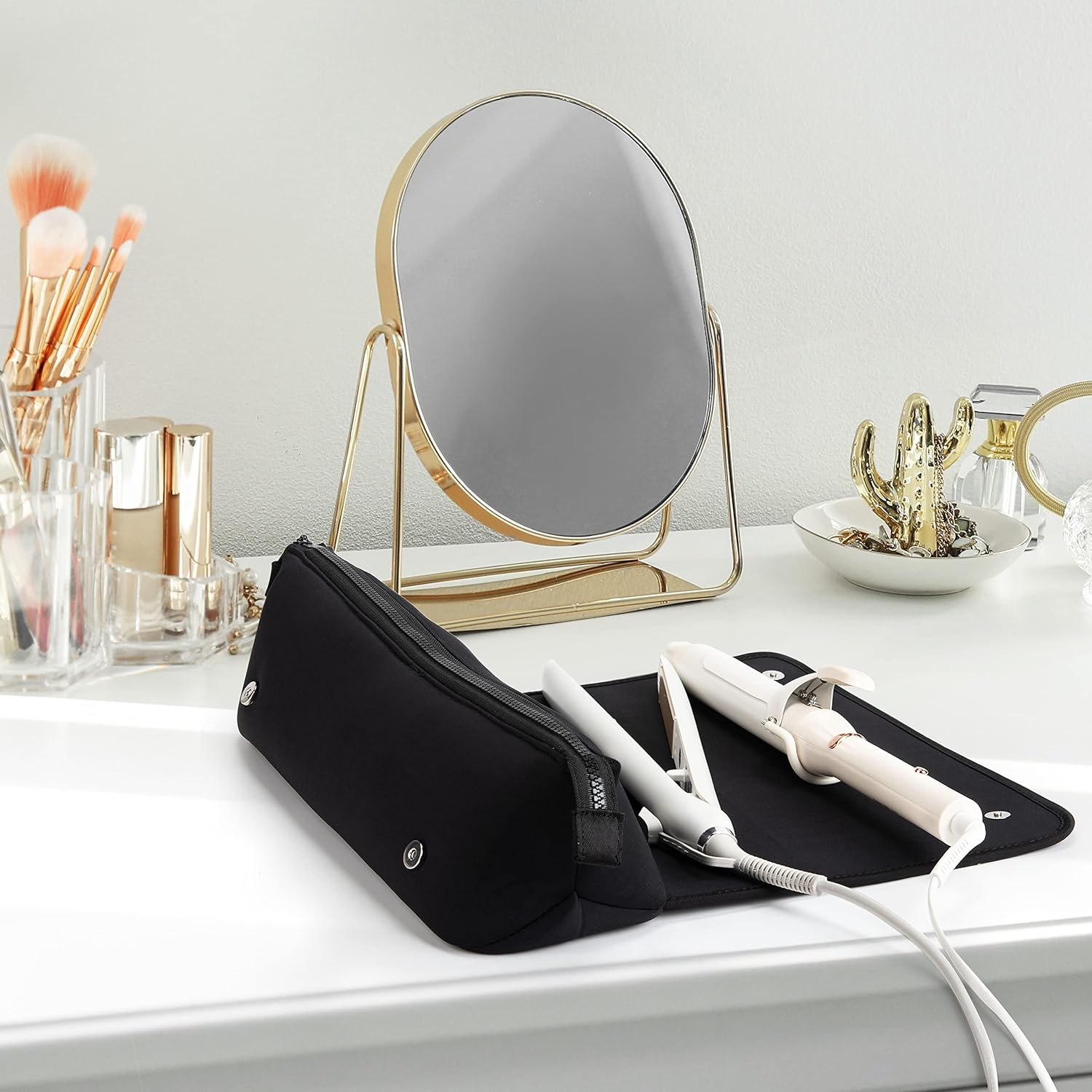 Large Capacity Hair Tools Travel Bag Heat Resistant Mat for Flat Irons