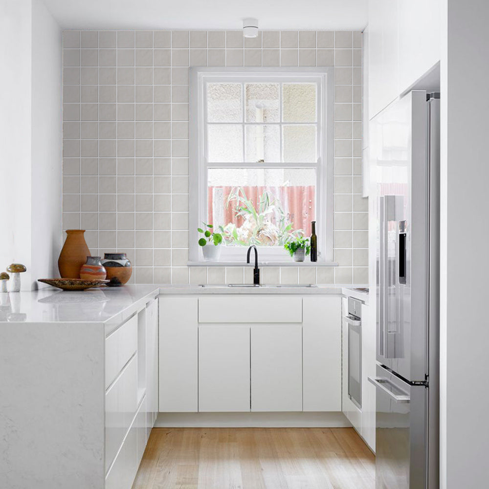3D Mist Gray Ceramic Square Peel and Stick Wall Tile