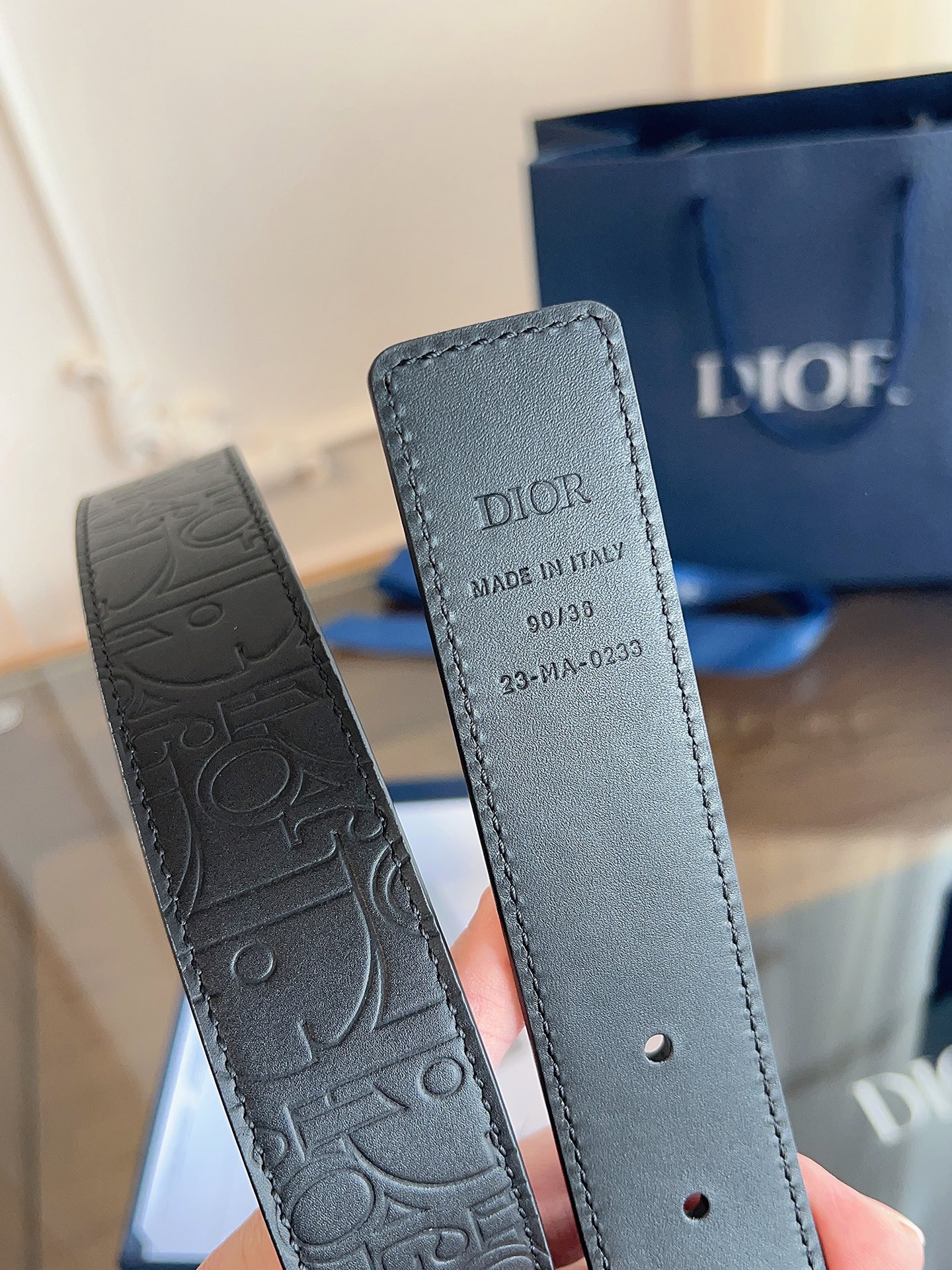 Dior printed full cowhide leather belt width 3.5CM