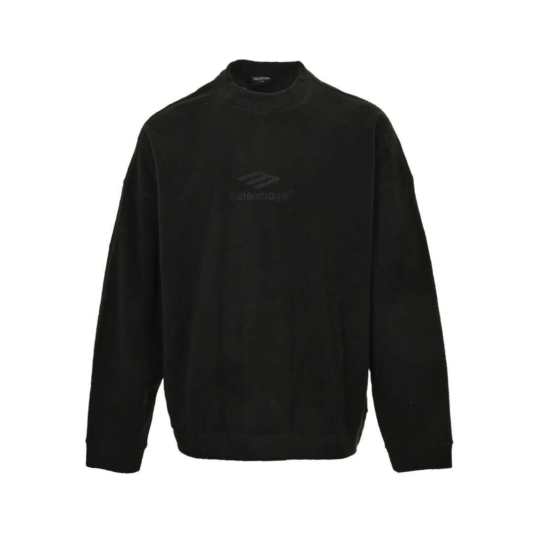 Balenciaga 24Fw polar fleece 3B embroidered crew neck sweatshirt
