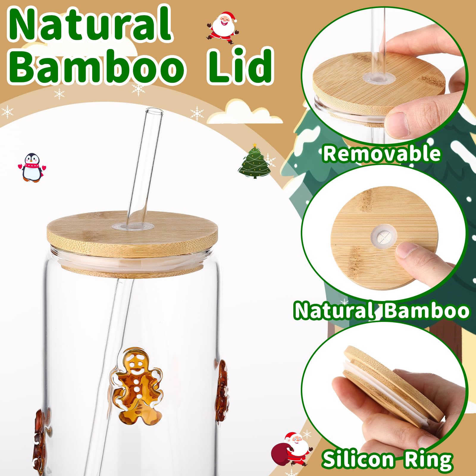 💥ON SALE💥🎄Christmas Glass Cup Set with Festive Icons🥂