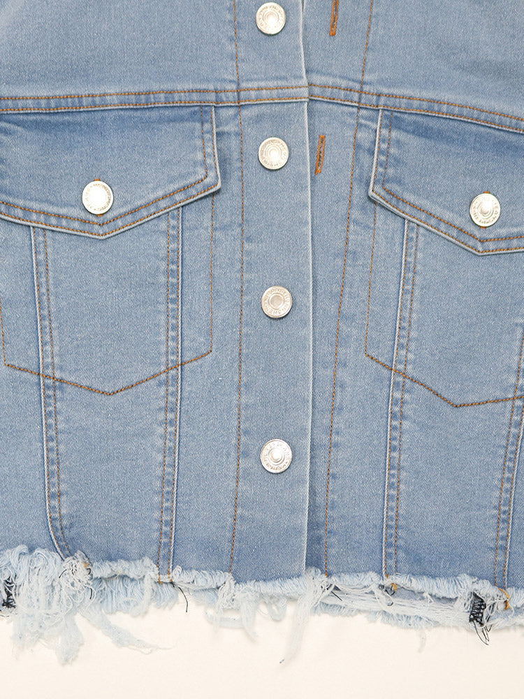 Printed Short Denim Jacket
