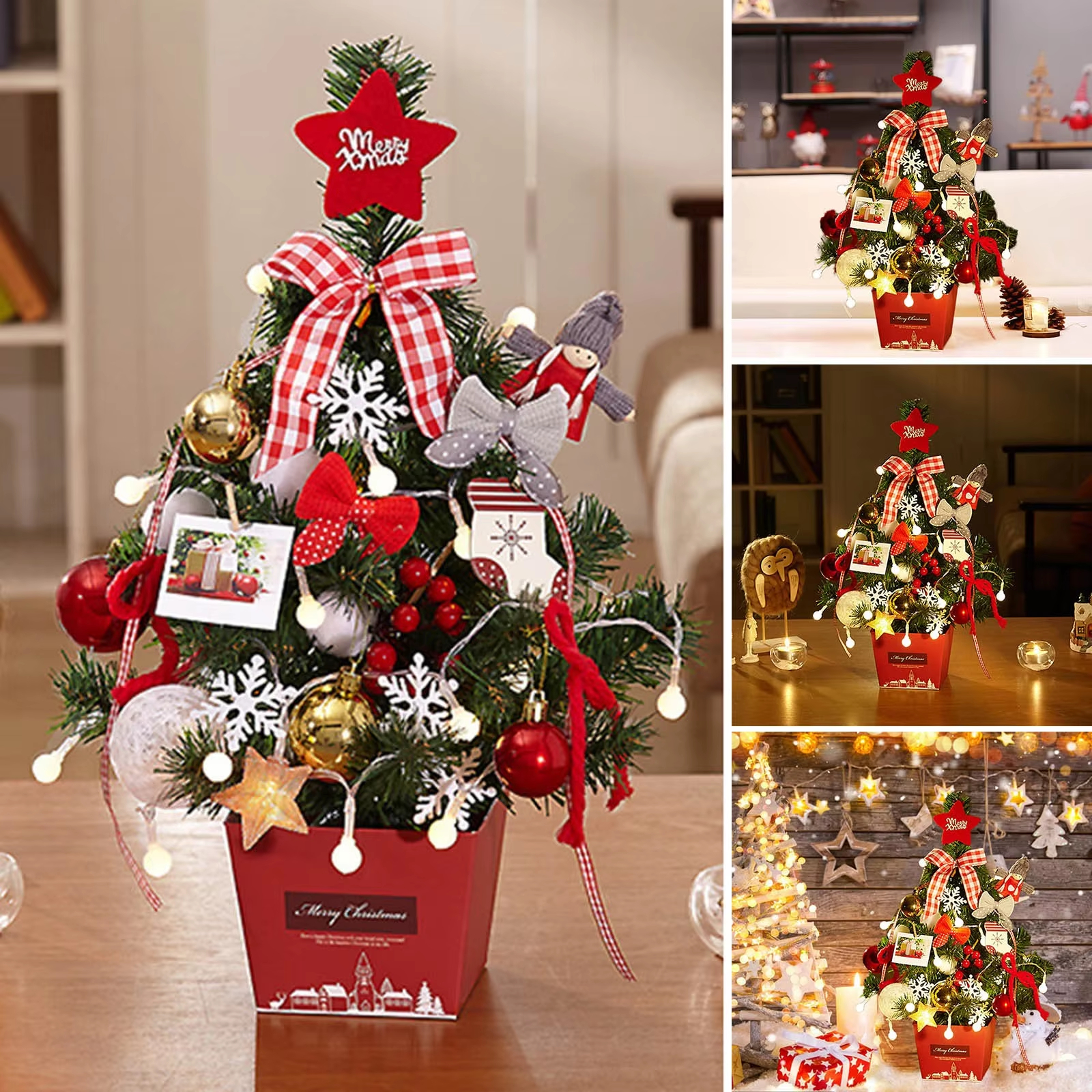 💥ON SALE💥Mini Christmas Tree with LED Lights & Ornaments — Xmas Tabletop Decoration 🎄✨
