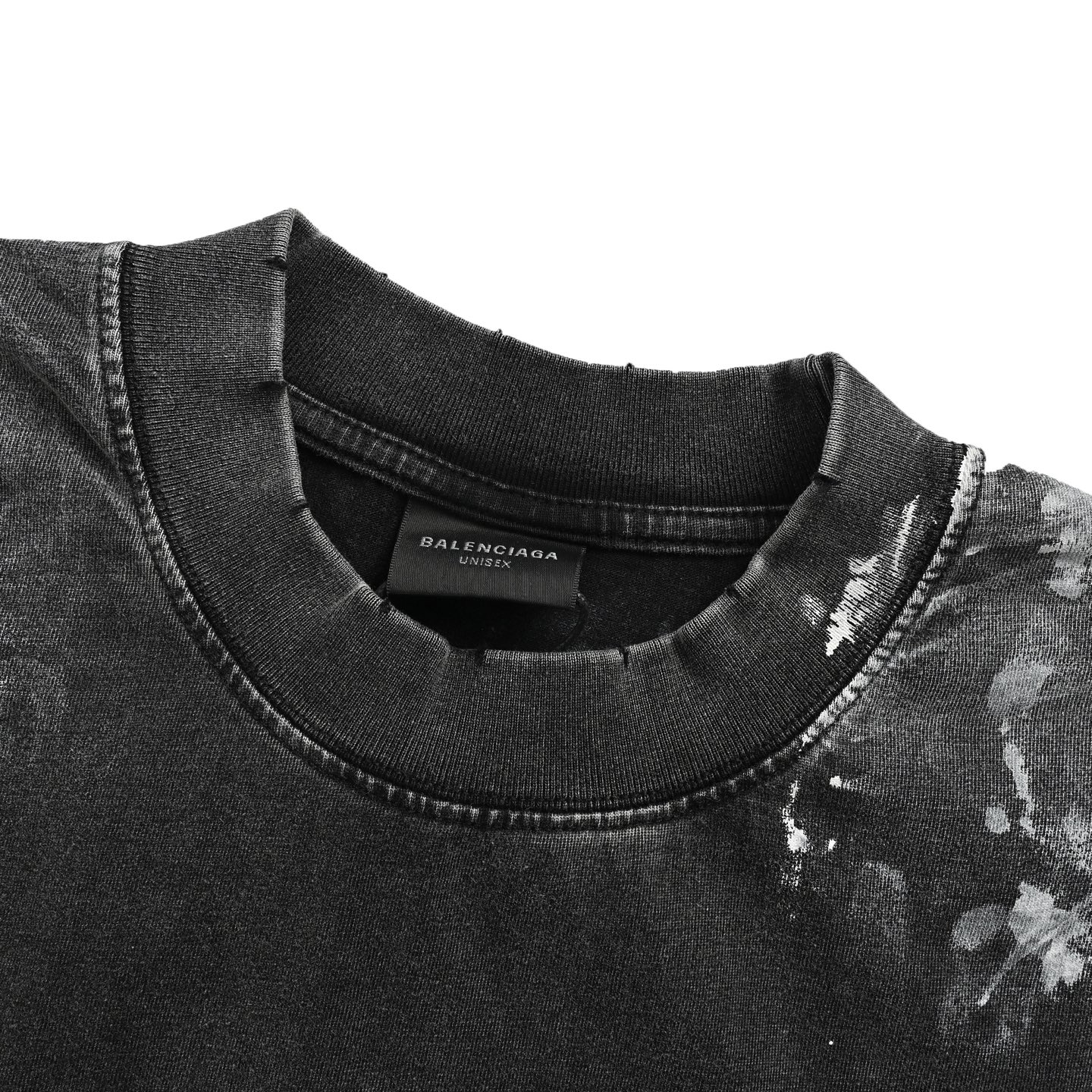 Balenciaga 25ss paint inkjet front and back embroidered short sleeves