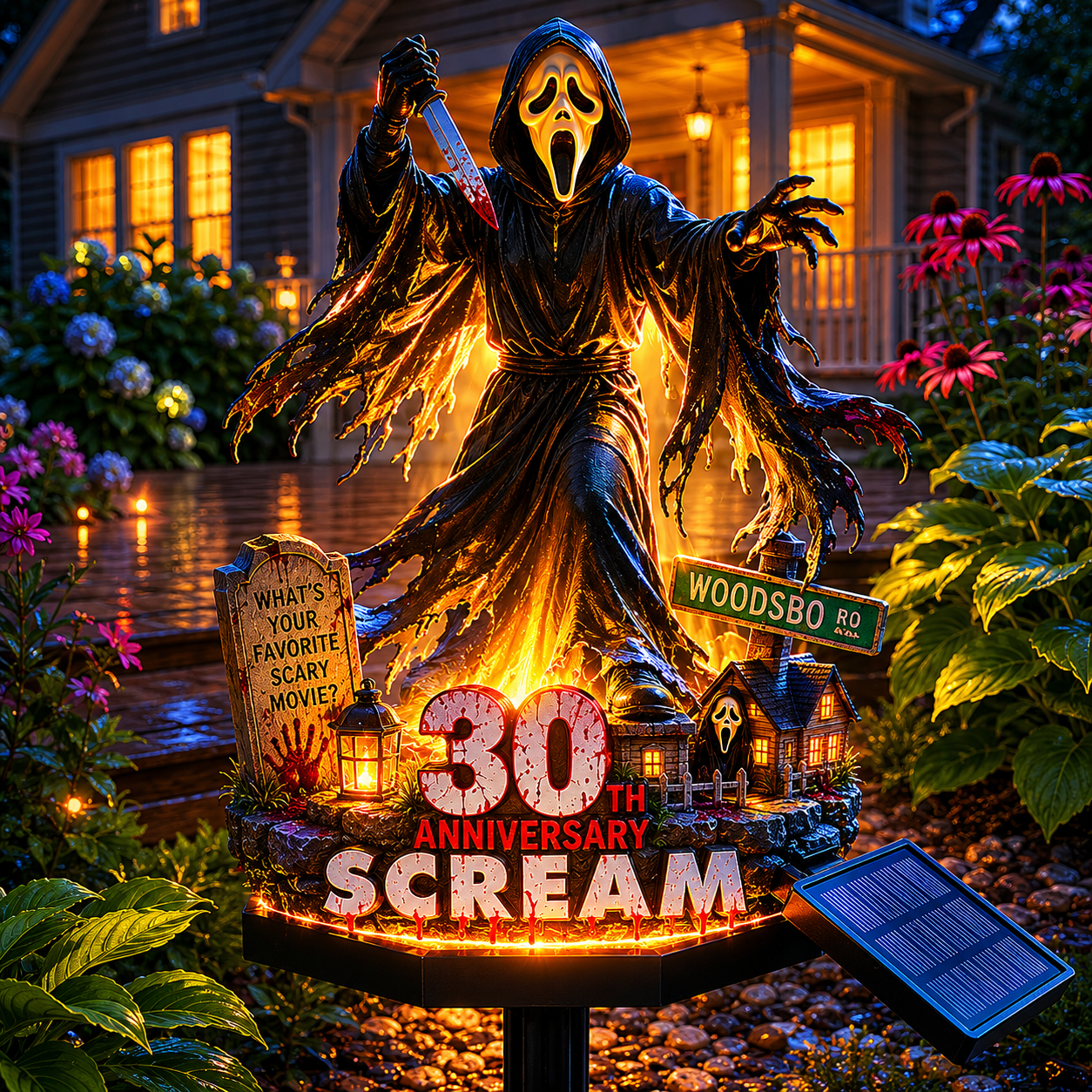 Solar-Powered SCREAM Guardian Statue
