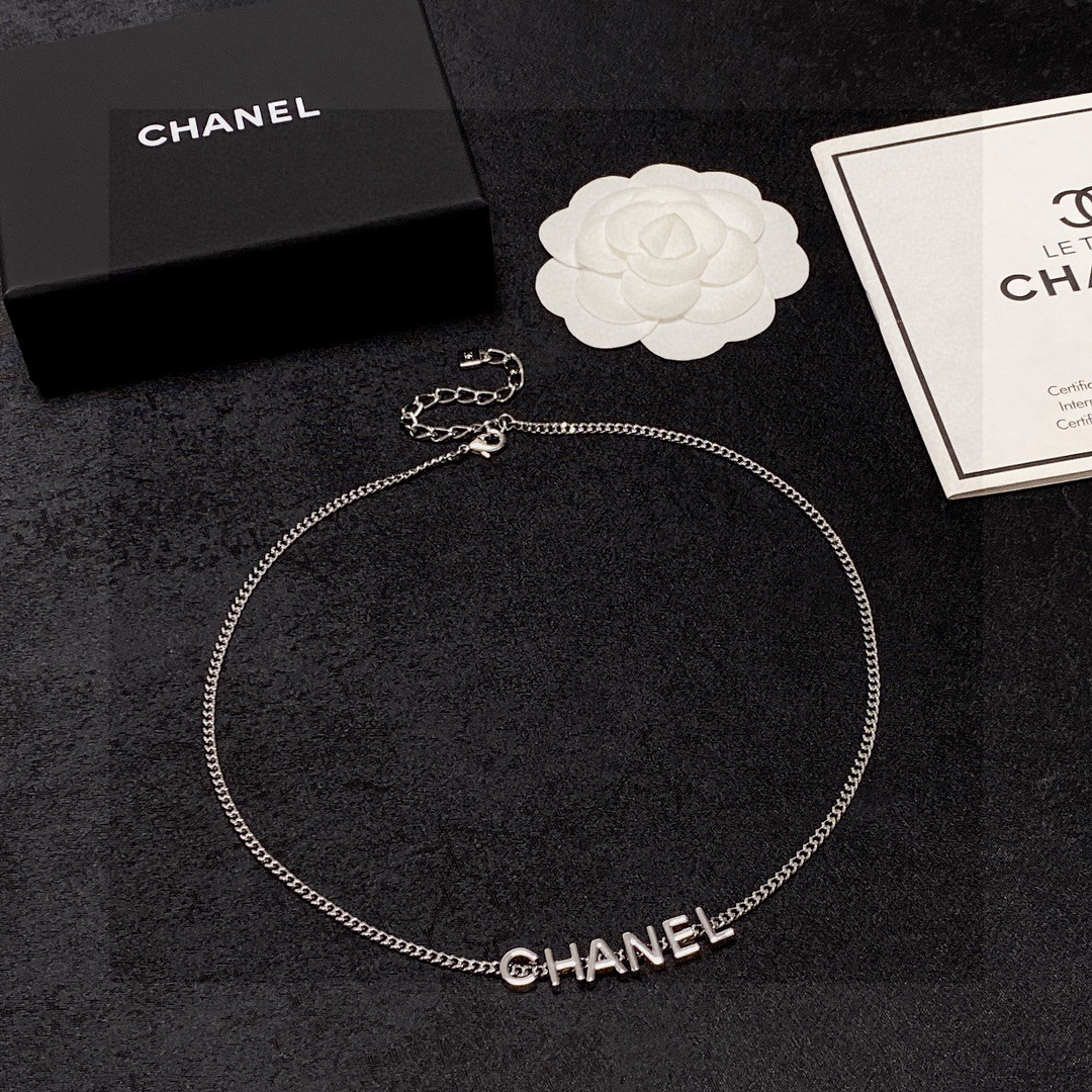 Chanel's latest silver letter necklace