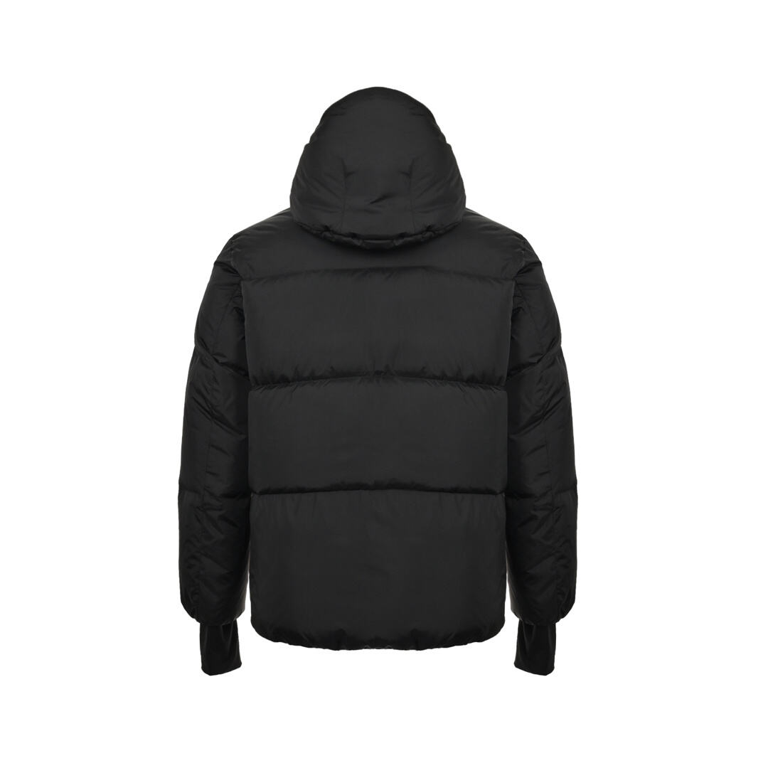 Moncler hooded ski down jacket with large chest and arm logo