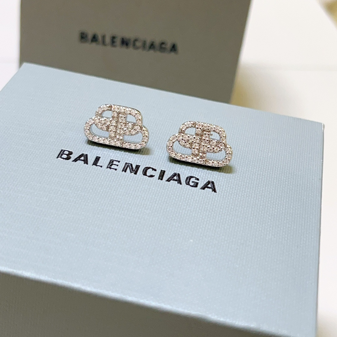 Balenciaga silver diamond earrings