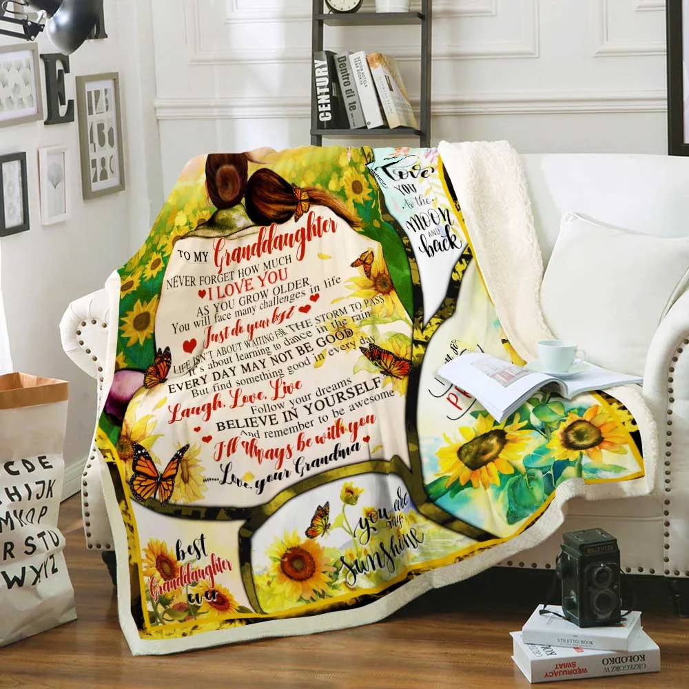 To My Granddaughter. Sunflower Sofa Throw Blanket