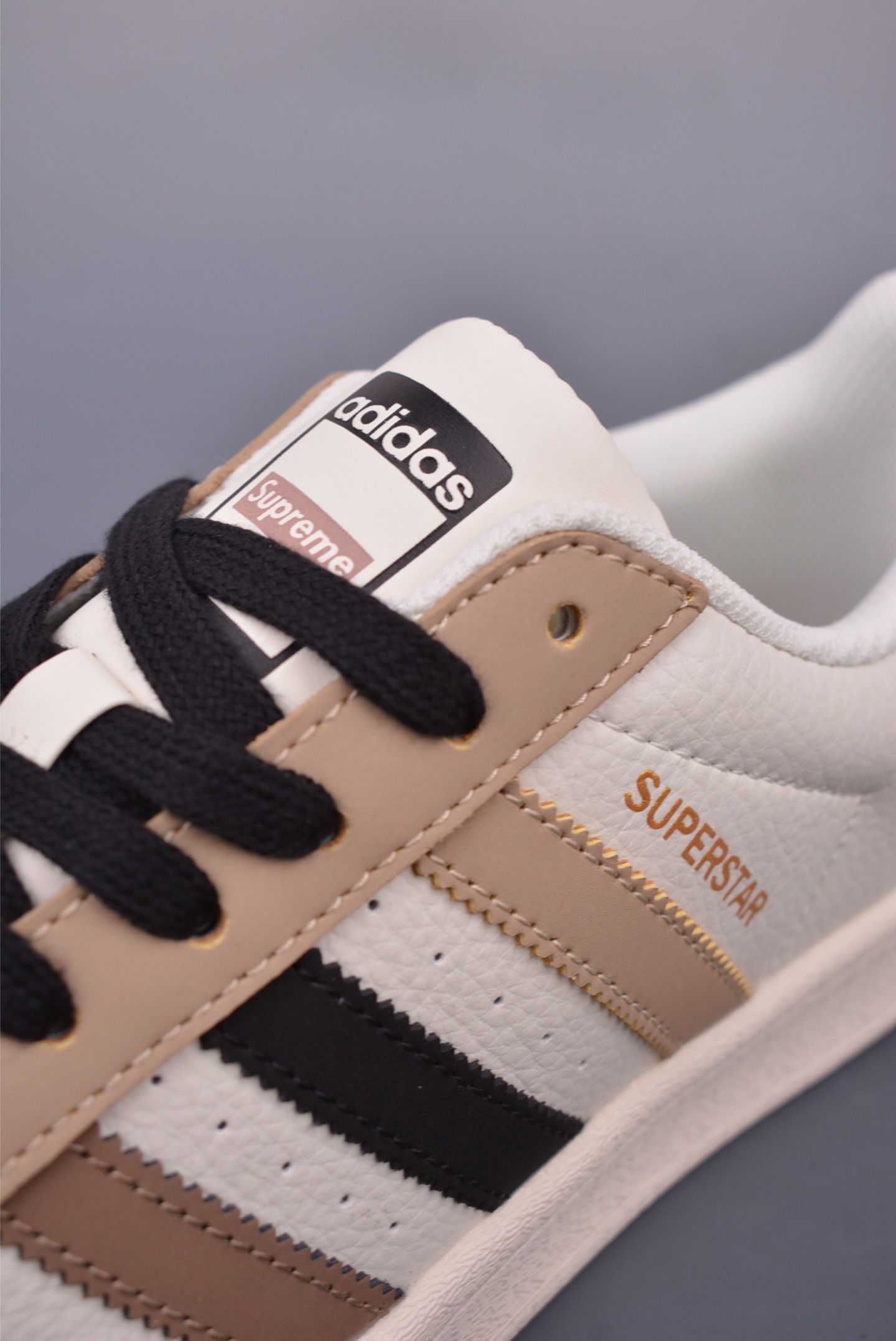 Supreme x Adidas Originals Superstar sneakers Coffee, White and Black SD6801