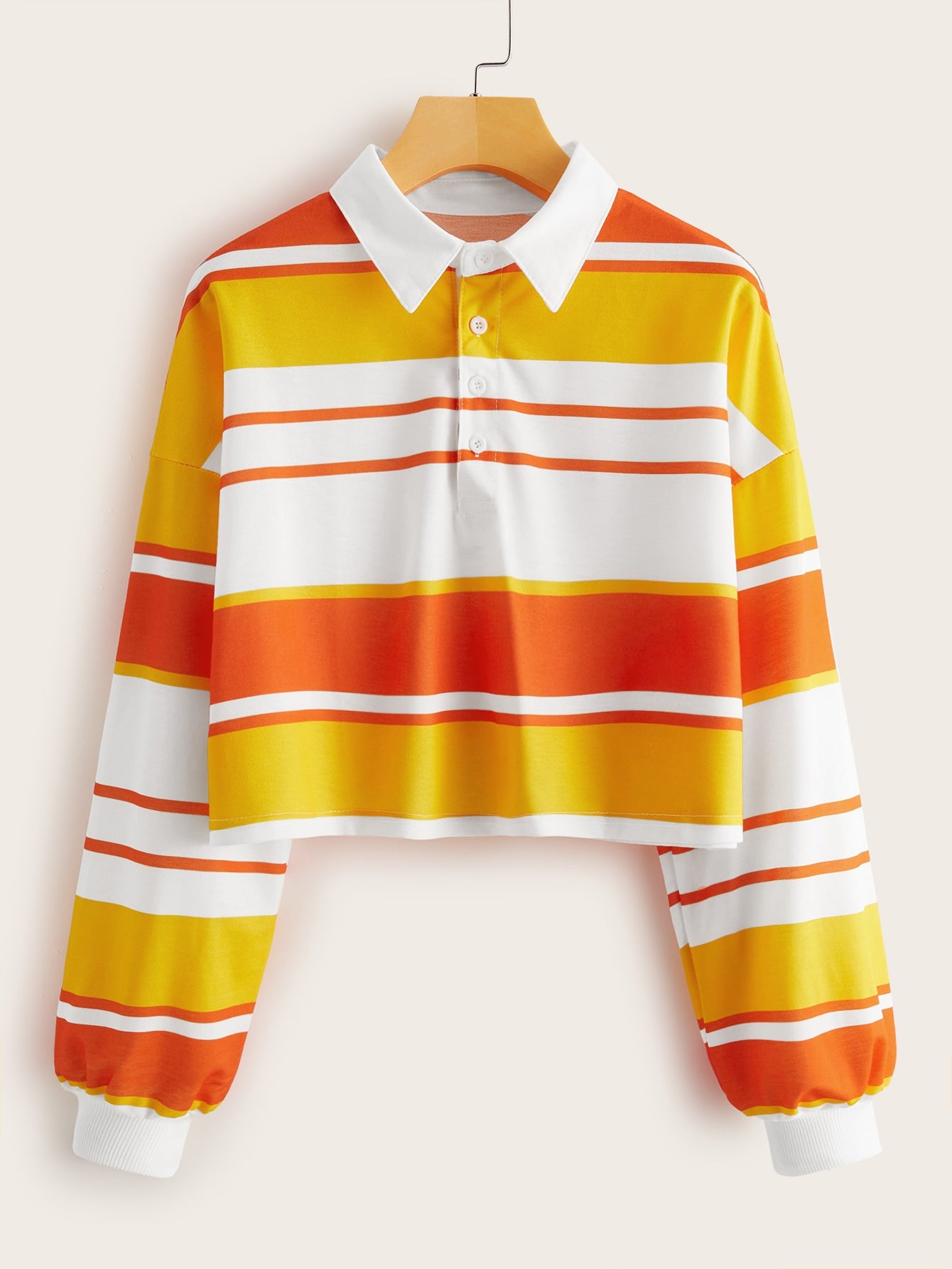 Drop Shoulder Striped Crop Pullover